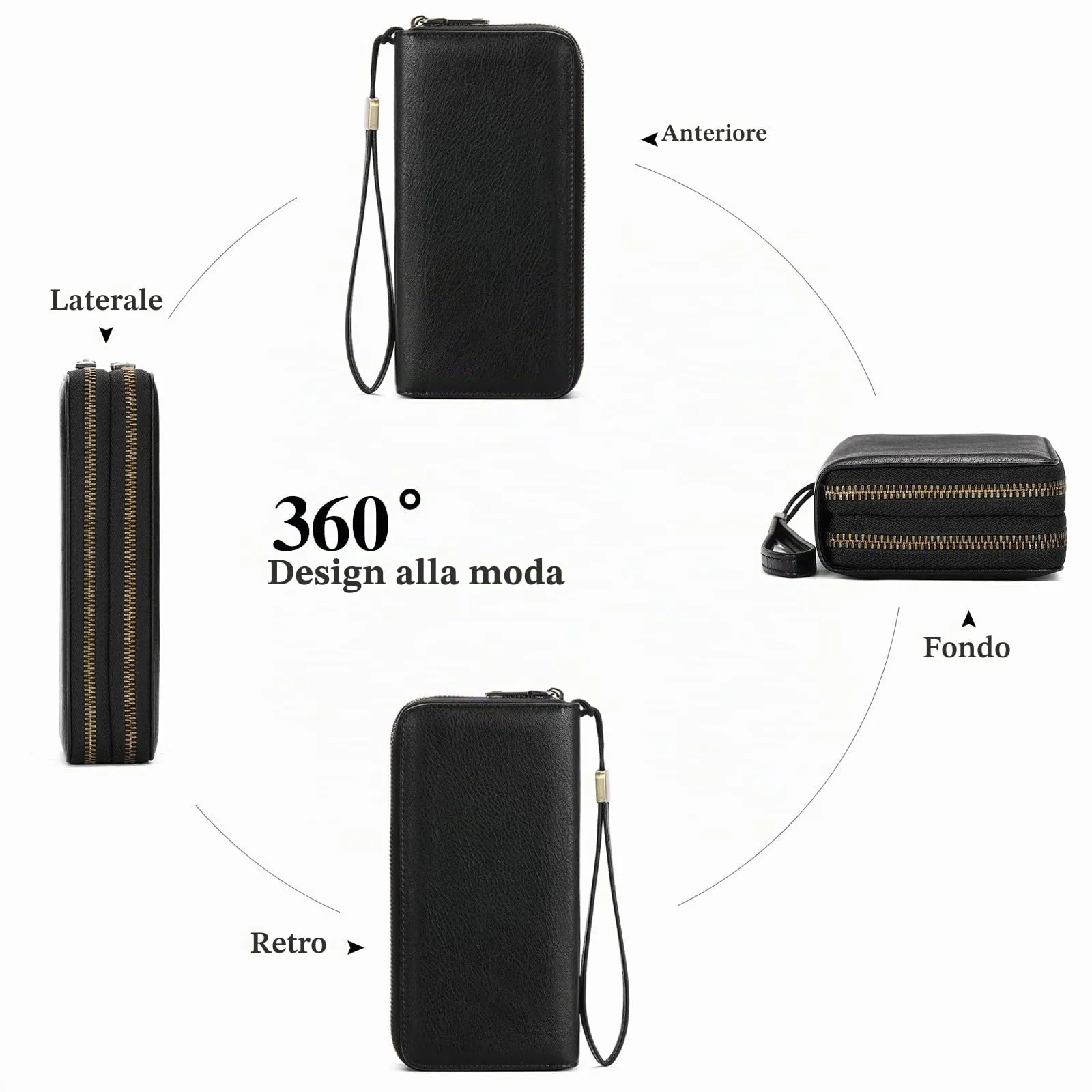 SENDEFN Portafoglio Donna Grande, Portamonete RFID con Doppia Cerniera, Porta Carte in Pelle Vegana, Borsellino Donna con Wristlet Rimovibile e 36 Scomparti per Carte - immagine 6