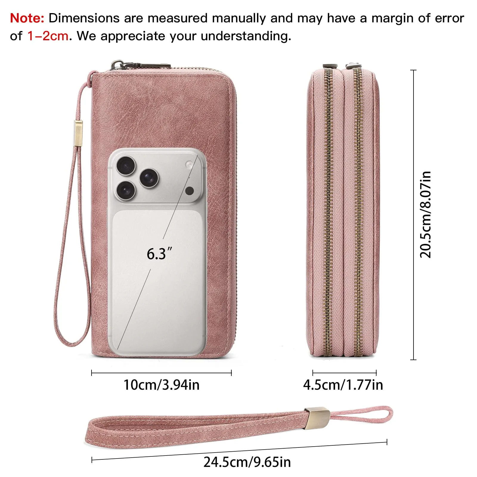SENDEFN Portafoglio Donna Grande, Portamonete RFID con Doppia Cerniera, Porta Carte in Pelle Vegana, Borsellino Donna con Wristlet Rimovibile e 36 Scomparti per Carte - immagine 4