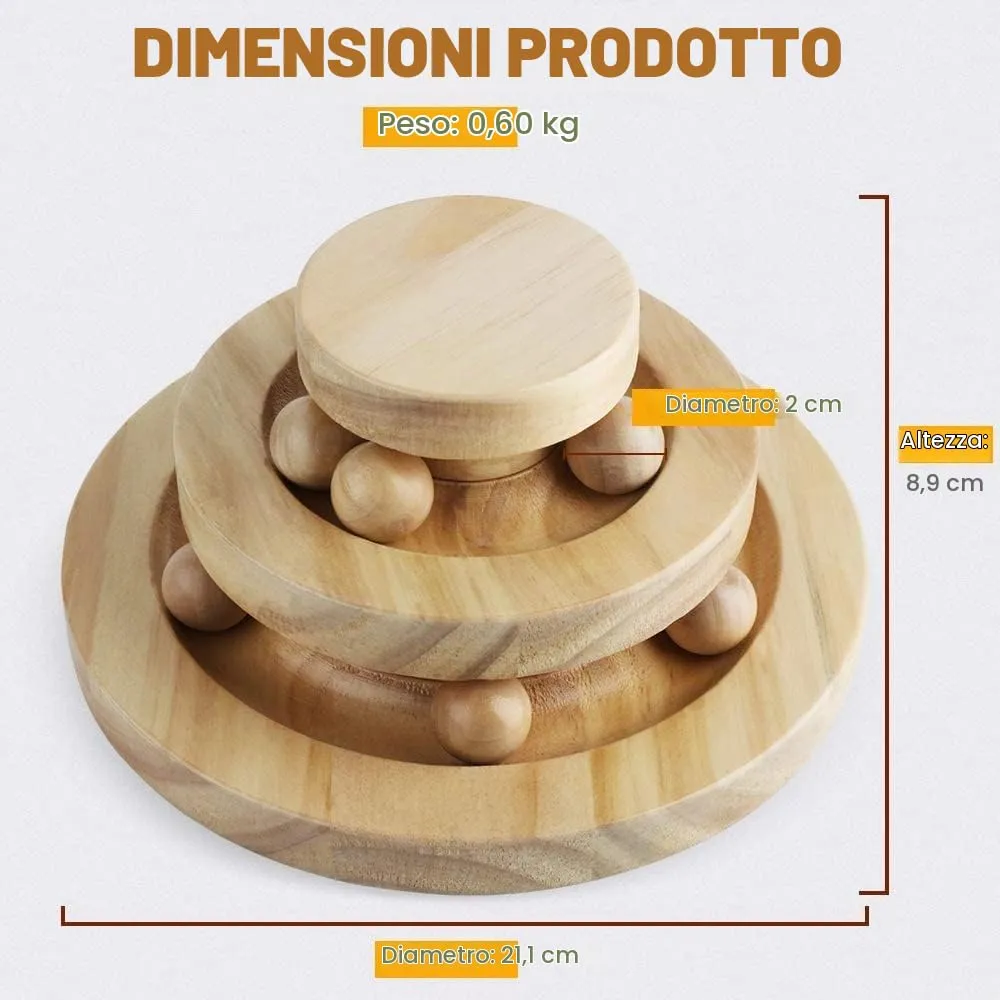Tarnel Giocattolo interattivo per gatti, in legno, a due strati, girevole, per Smart Track Ball a dondolo, idea regalo - immagine 4