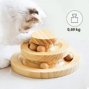 Tarnel Giocattolo interattivo per gatti, in legno, a due strati, girevole, per Smart Track Ball a dondolo, idea regalo - immagine 6