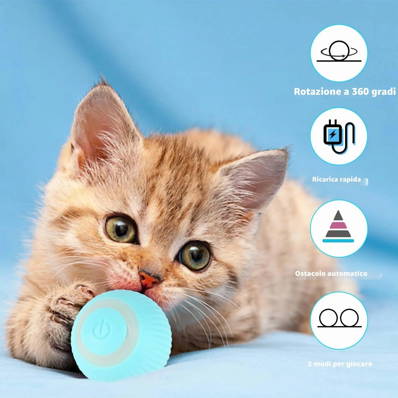 Giocattoli interattivi per gatti, palla per gatti con luce a LED - immagine 5