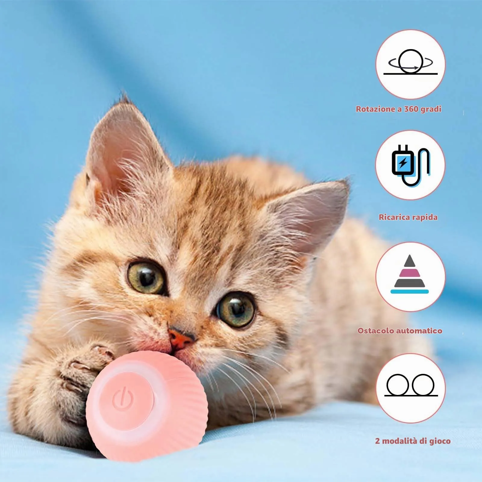 Giocattoli interattivi per gatti, palla per gatti con luce a LED - immagine 5