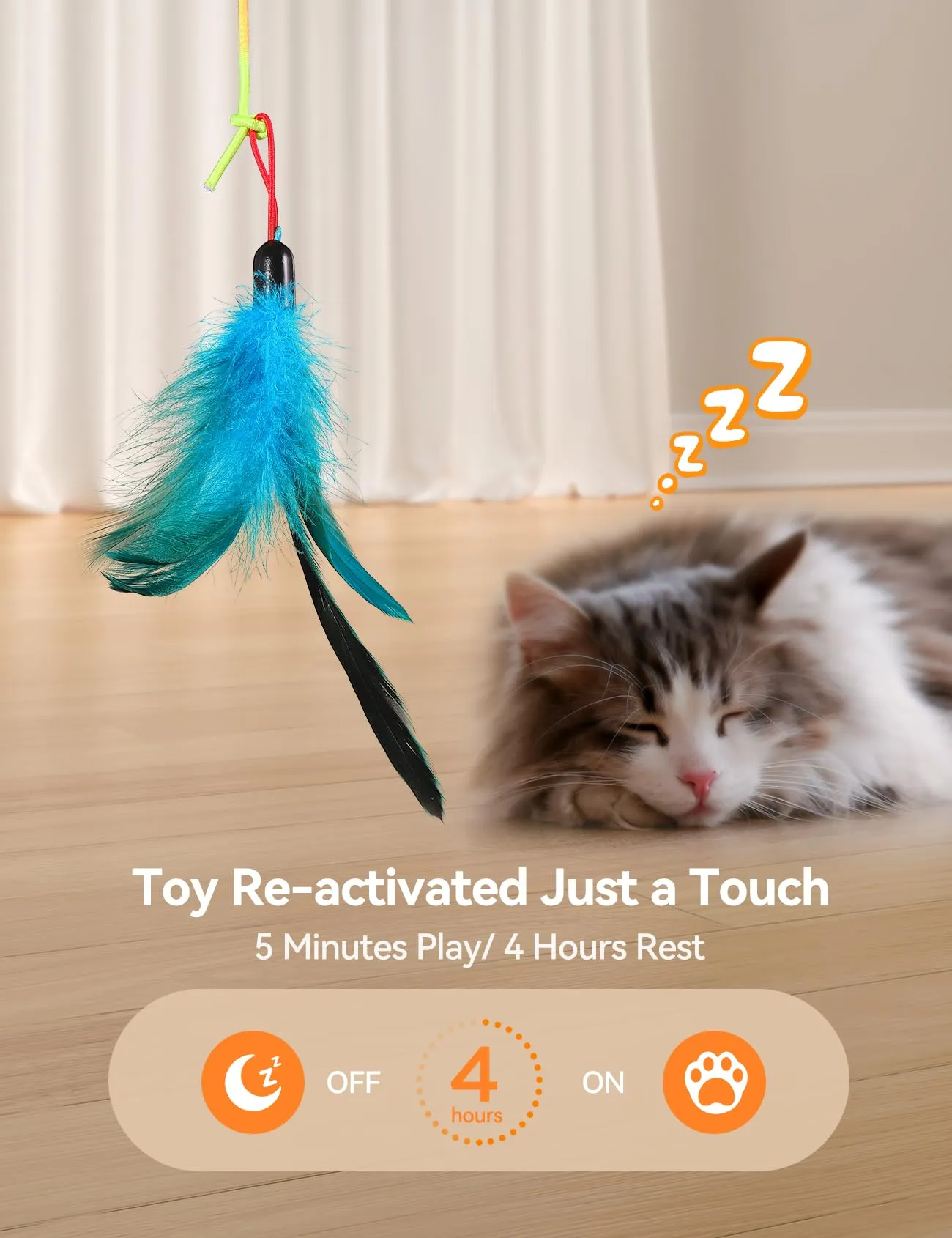 FEELNEEDY Giochi Interattivi per Gatti in Casa con Piume e LED Rossa Luce - immagine 5