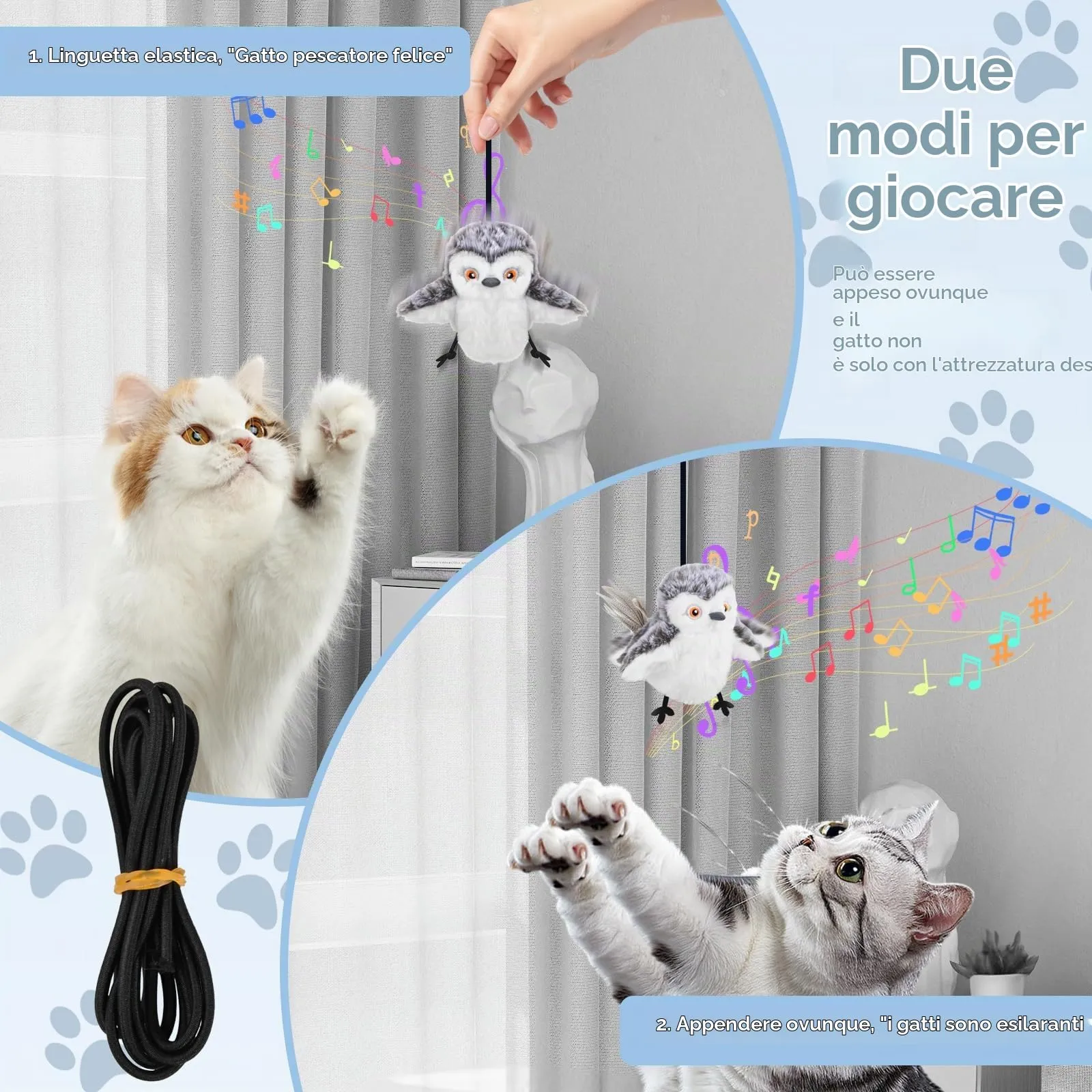 Mapille Uccello Giocattolo per Gatti che Sbatte con Erba Gatta, Telecomando, Interactive Chirping Bird Cat Toy, Gioco Gatto Uccellino Che Vola, Giochi Interattivi Per Gatti - immagine 3