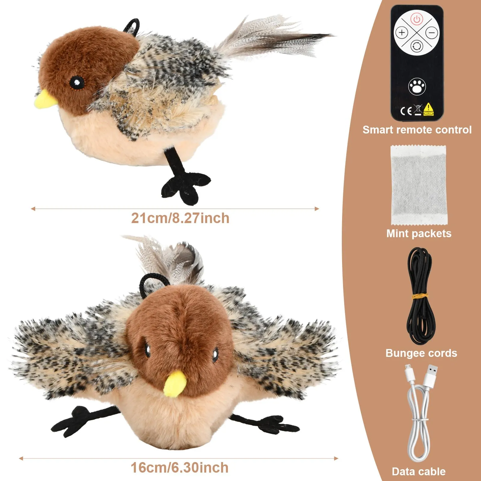 Mapille Uccello Giocattolo per Gatti che Sbatte con Erba Gatta, Telecomando, Interactive Chirping Bird Cat Toy, Gioco Gatto Uccellino Che Vola, Giochi Interattivi Per Gatti - immagine 4