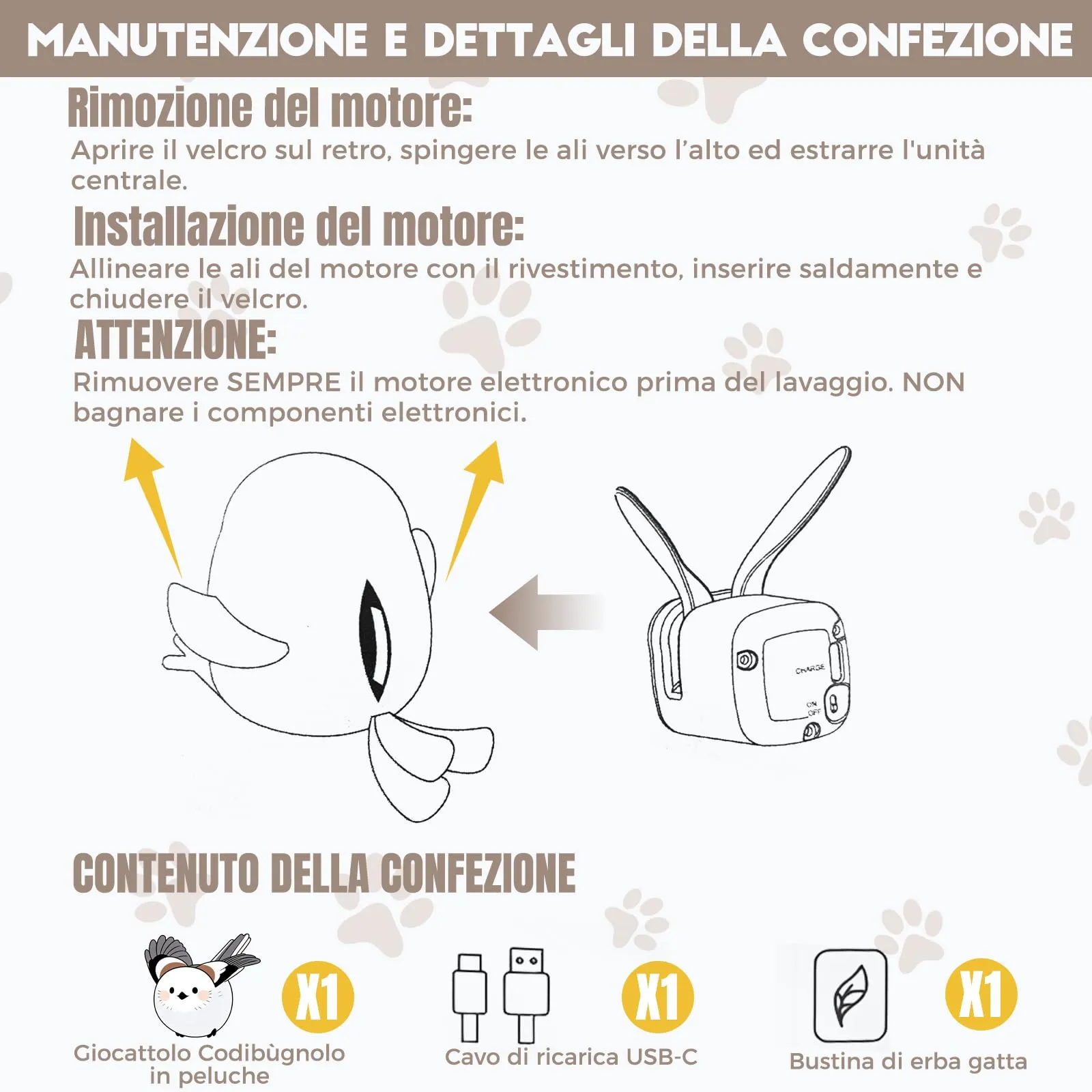Iriisy Uccello Interattivo per Gatti Gioco per Gatto Giochi per Gatti Uccellino con Sensore di Movimento Resistente Ricaricabile USB-C, con Erba Gatta (Bianco) - immagine 3
