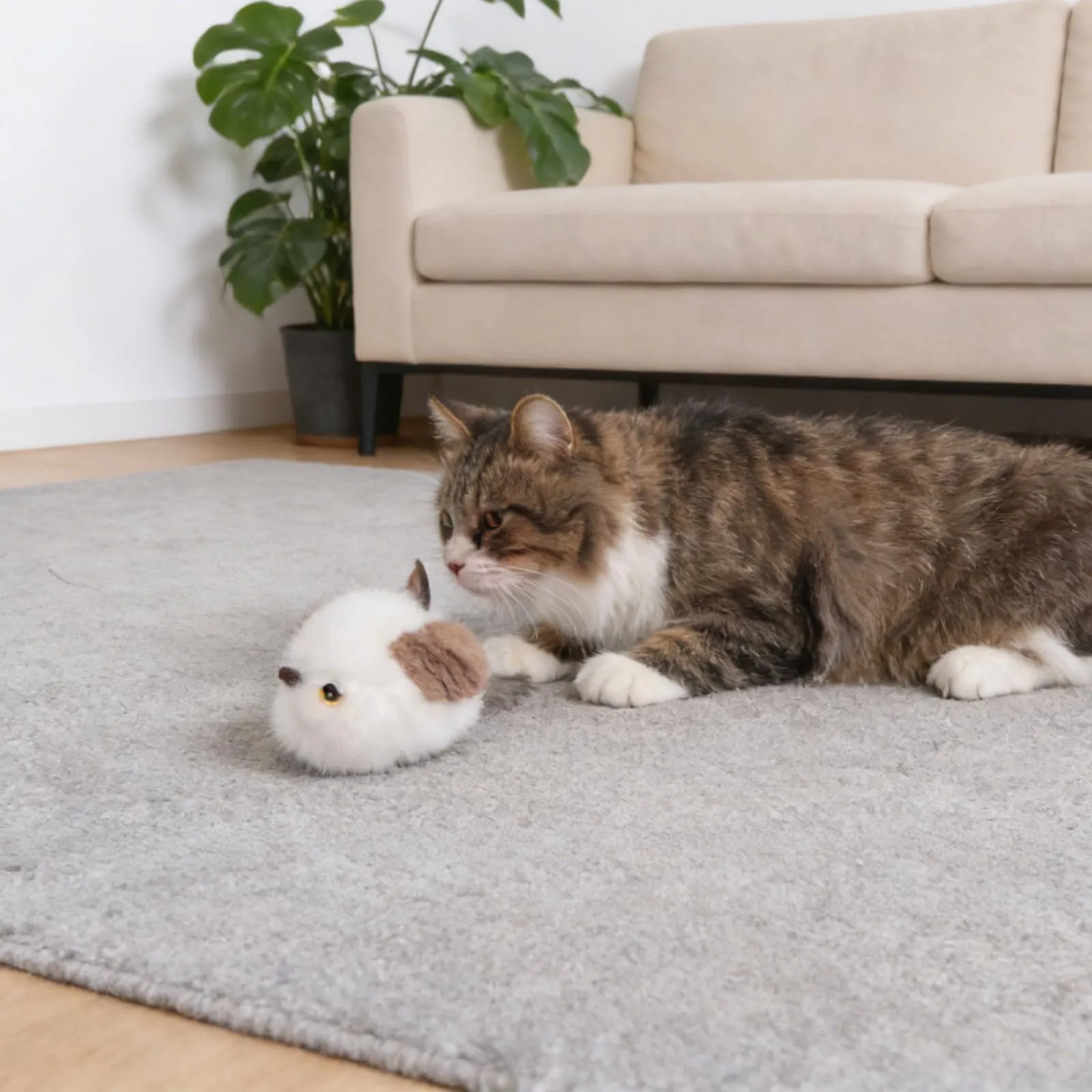 Iriisy Uccello Interattivo per Gatti Gioco per Gatto Giochi per Gatti Uccellino con Sensore di Movimento Resistente Ricaricabile USB-C, con Erba Gatta (Bianco) - immagine 6