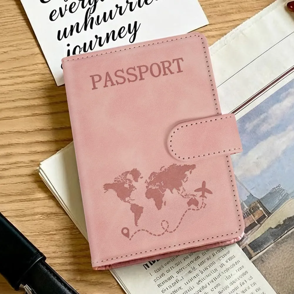 AOOTE Copertina per Passaporto, Porta Passaporto da Viaggio, Porta Passaporti Portatile con Blocco RFID, Pelle PU, Donna e Uomo, per Carte di Credito, D'Identità e Documenti di Viaggio, Rosa - immagine 7