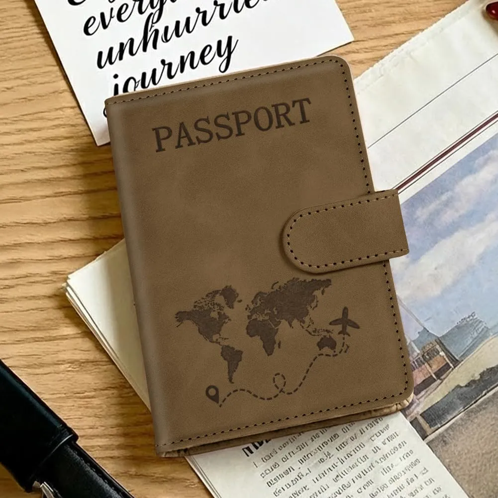 AOOTE Copertina per Passaporto, Porta Passaporto da Viaggio, Porta Passaporti Portatile con Blocco RFID, Pelle PU, Donna e Uomo, per Carte di Credito, D'Identità e Documenti di Viaggio, Marrone - immagine 7
