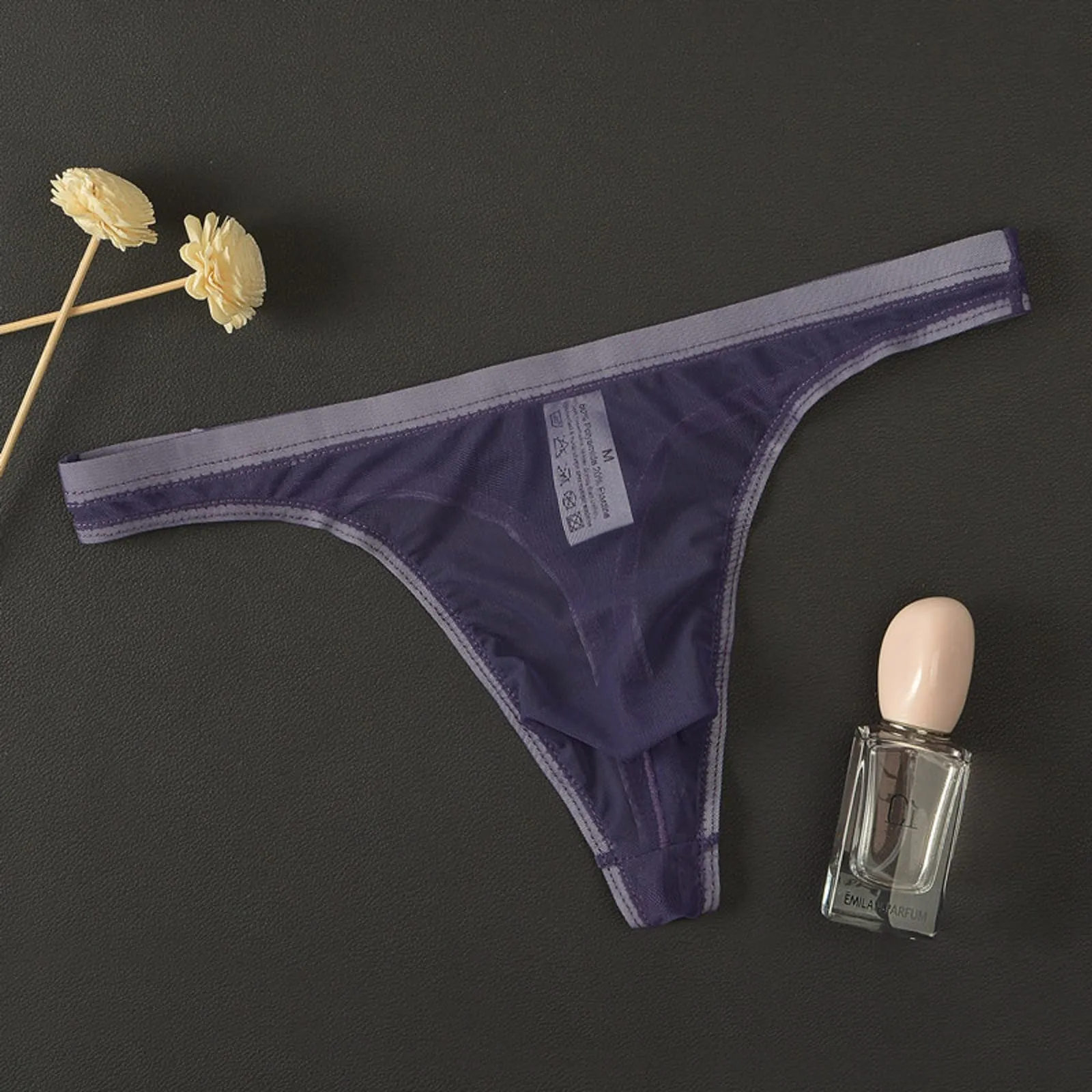 CEWIFO Boxer Mare Perizoma Uomo Sensuale in Rete Trasparente Maschile Sottile Eccitante per Il Divertimento Camera da Letto Slip Vita Bassa Mini Mutande Nere Bianchi - immagine 2