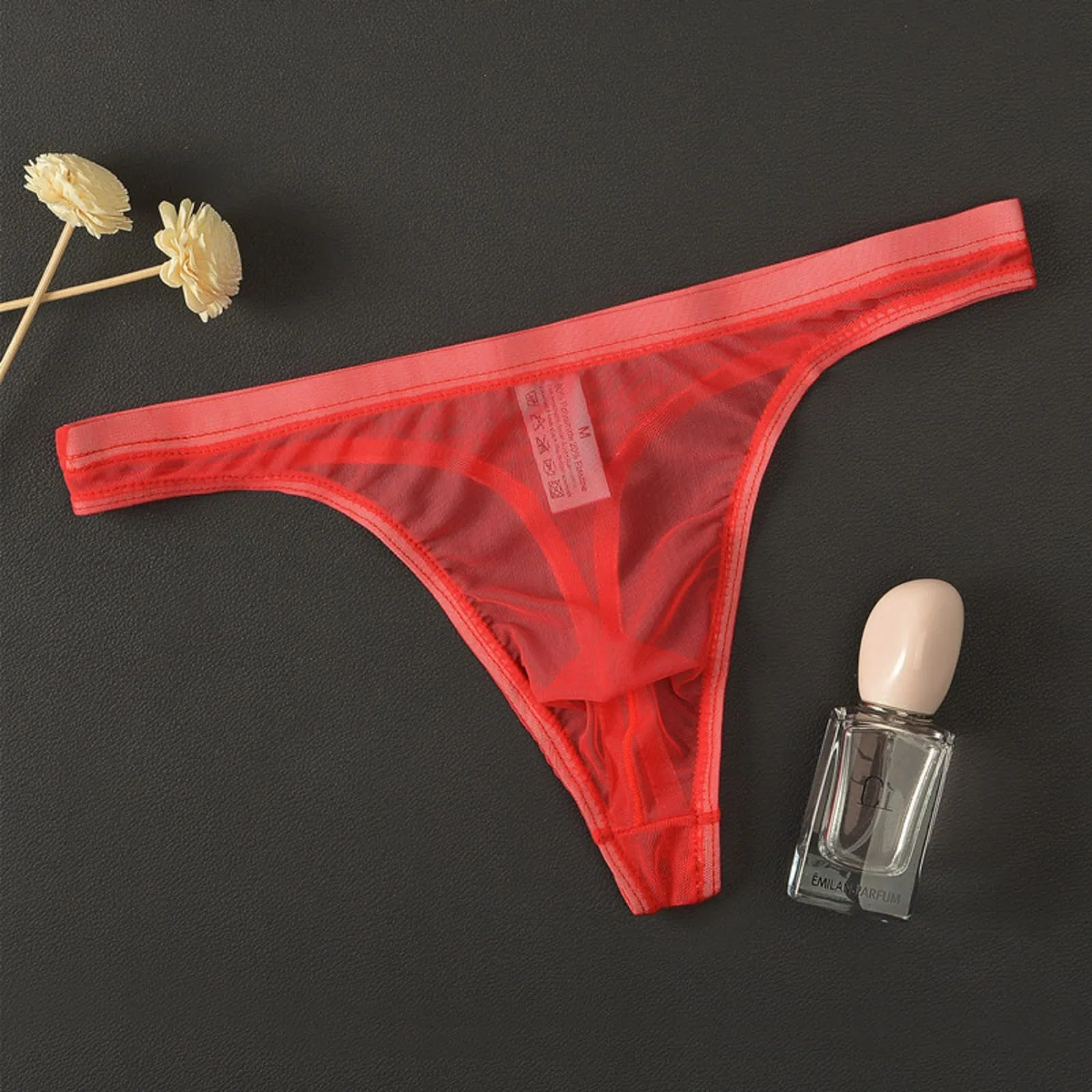 CEWIFO Boxer Mare Perizoma Uomo Sensuale in Rete Trasparente Maschile Sottile Eccitante per Il Divertimento Camera da Letto Slip Vita Bassa Mini Mutande Nere Bianchi - immagine 2