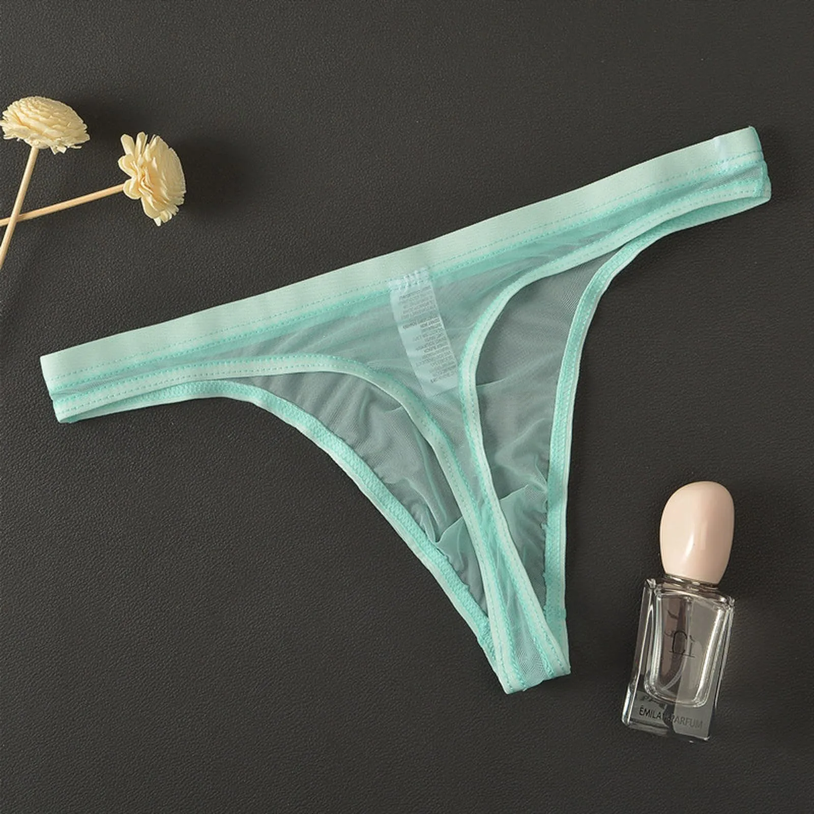 CEWIFO Boxer Mare Perizoma Uomo Sensuale in Rete Trasparente Maschile Sottile Eccitante per Il Divertimento Camera da Letto Slip Vita Bassa Mini Mutande Nere Bianchi - immagine 6