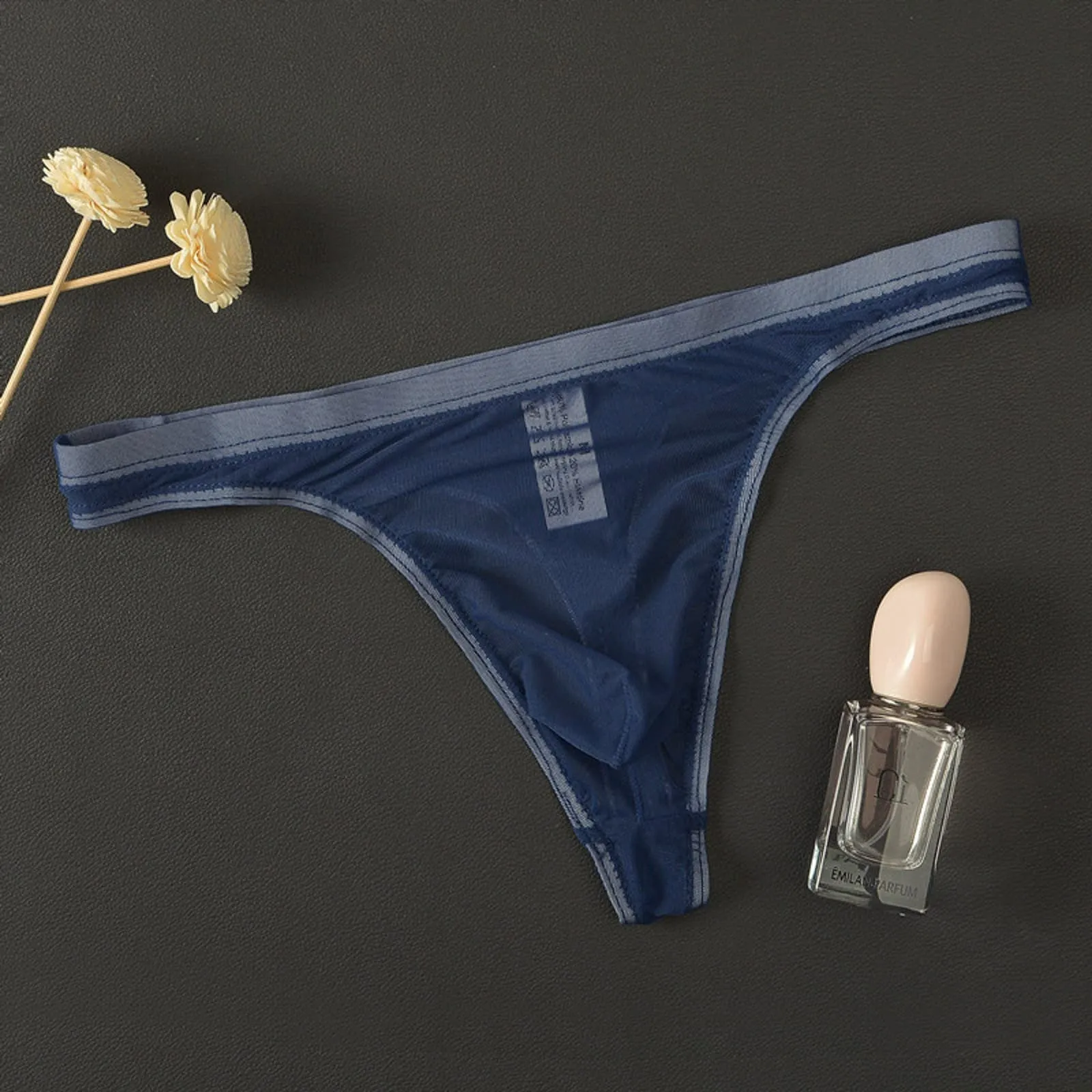 CEWIFO Boxer Mare Perizoma Uomo Sensuale in Rete Trasparente Maschile Sottile Eccitante per Il Divertimento Camera da Letto Slip Vita Bassa Mini Mutande Nere Bianchi - immagine 2