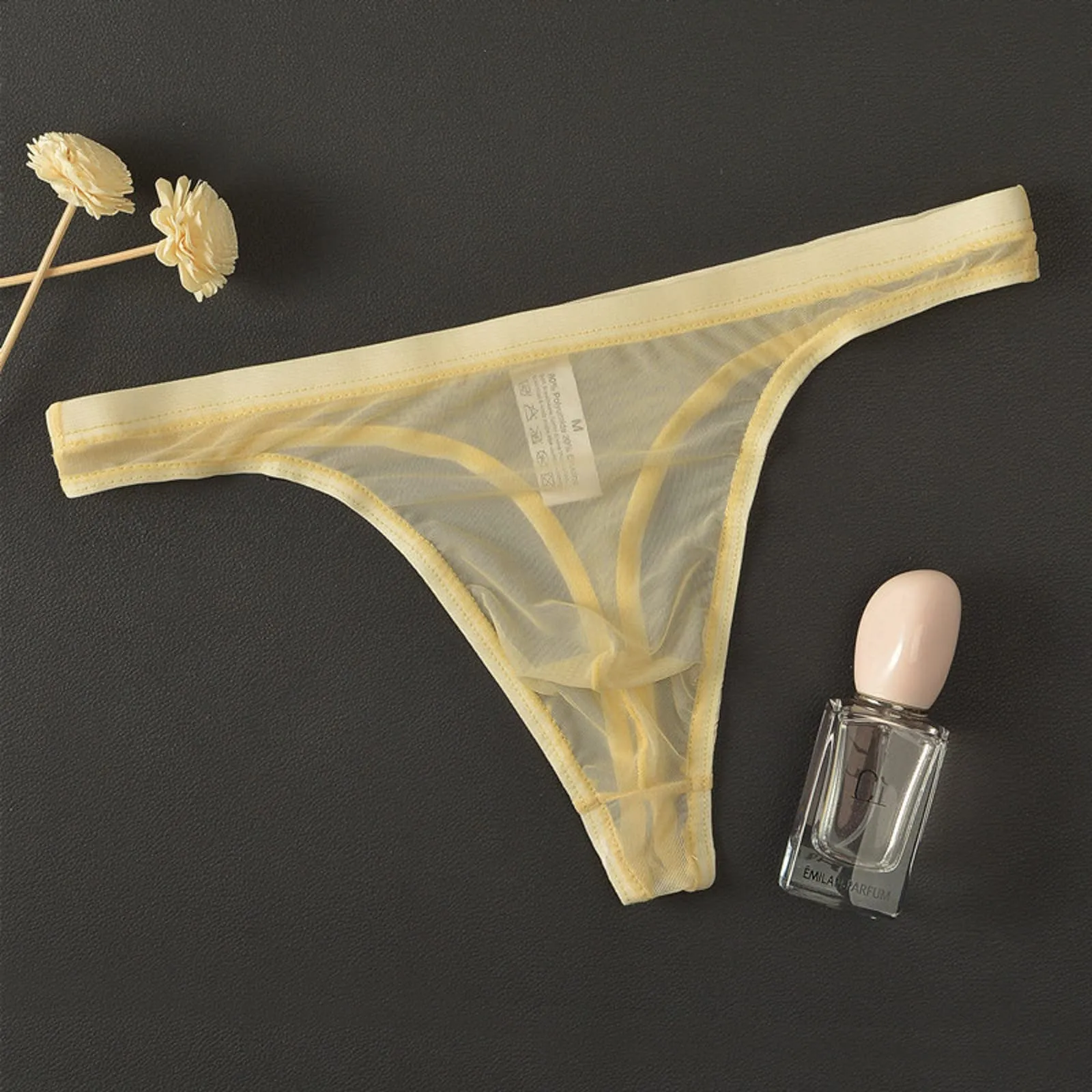 CEWIFO Boxer Mare Perizoma Uomo Sensuale in Rete Trasparente Maschile Sottile Eccitante per Il Divertimento Camera da Letto Slip Vita Bassa Mini Mutande Nere Bianchi - immagine 2