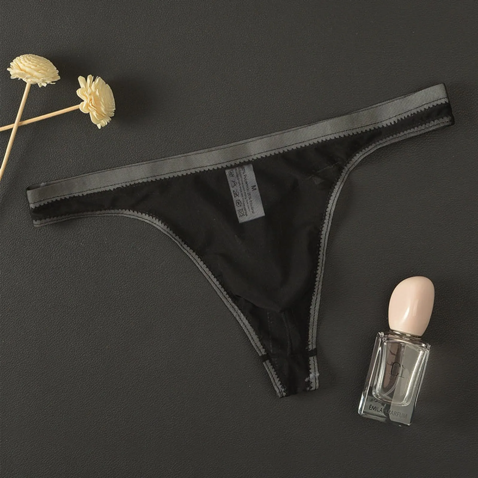 CEWIFO Boxer Mare Perizoma Uomo Sensuale in Rete Trasparente Maschile Sottile Eccitante per Il Divertimento Camera da Letto Slip Vita Bassa Mini Mutande Nere Bianchi - immagine 2
