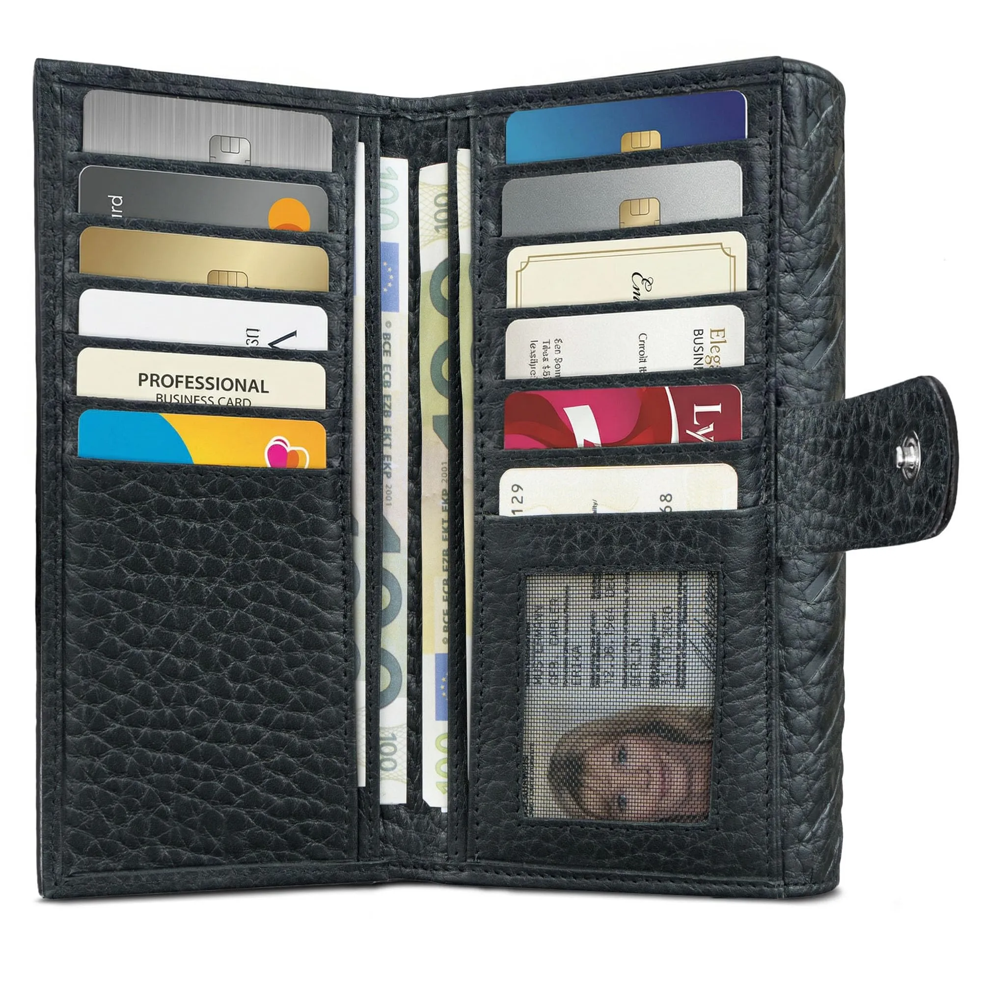 ROYALZ "Orelia Portafoglio vera Pelle Donna Grande Portamoneta Capiente Porta Carte Credito 18 Scomparti Bloccaggio Protezione RFID Etui Lungo - immagine 4