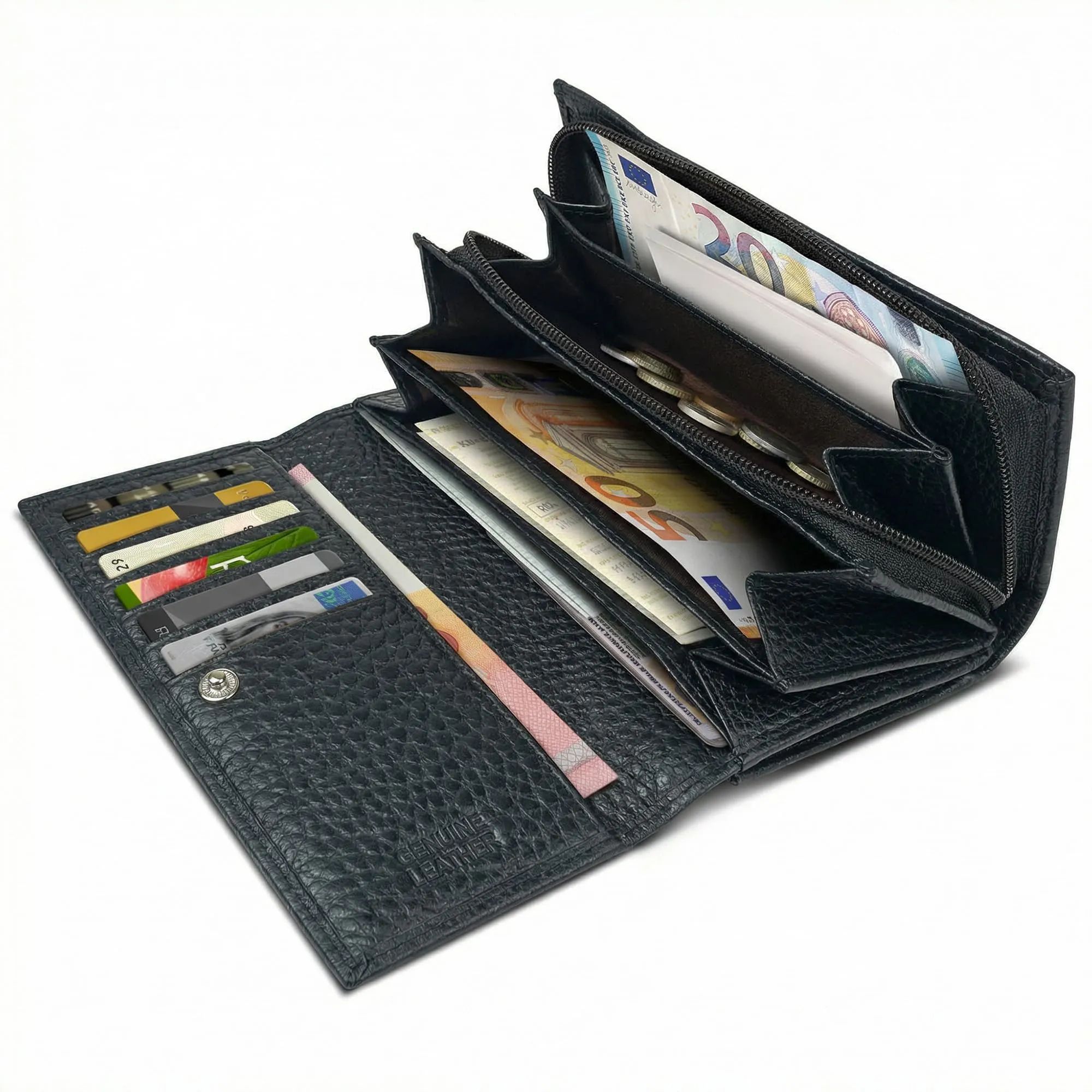 ROYALZ "Orelia Portafoglio vera Pelle Donna Grande Portamoneta Capiente Porta Carte Credito 18 Scomparti Bloccaggio Protezione RFID Etui Lungo - immagine 5