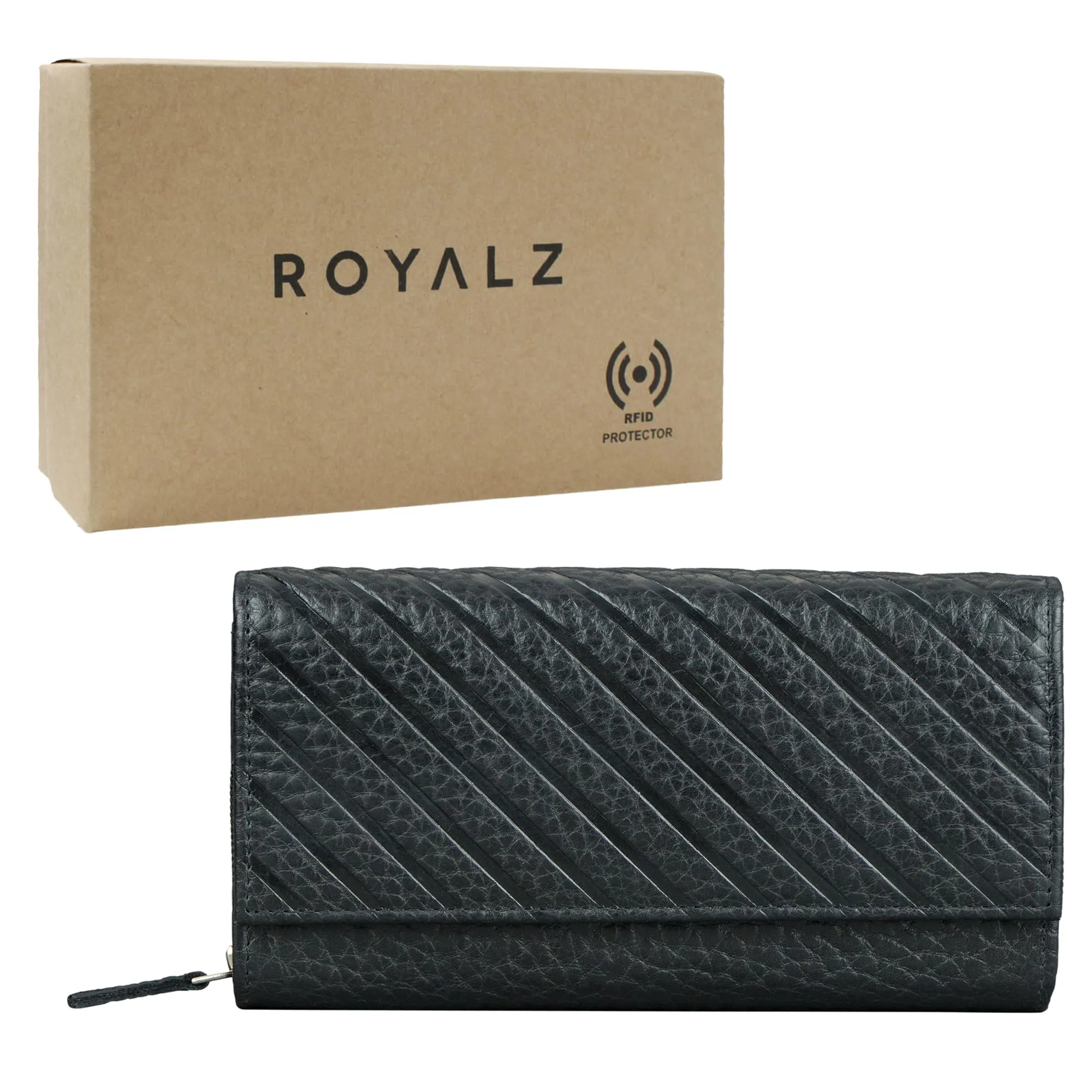 ROYALZ "Orelia Portafoglio vera Pelle Donna Grande Portamoneta Capiente Porta Carte Credito 18 Scomparti Bloccaggio Protezione RFID Etui Lungo - immagine 7