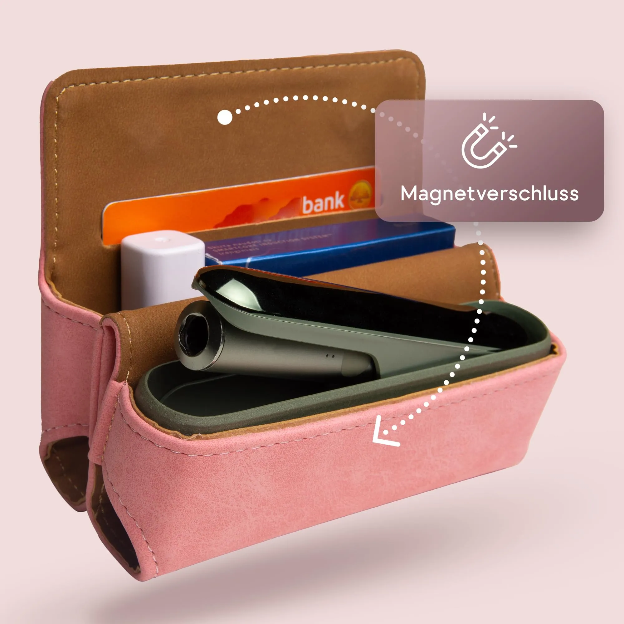 Custodia per IQOS ILUMA & ILUMA i – Custodia compatibile con accessori IQOS, pratica custodia per bastoncini di tabacco TEREA, mini posacenere o estrattore da ricamo (rosa) - immagine 5