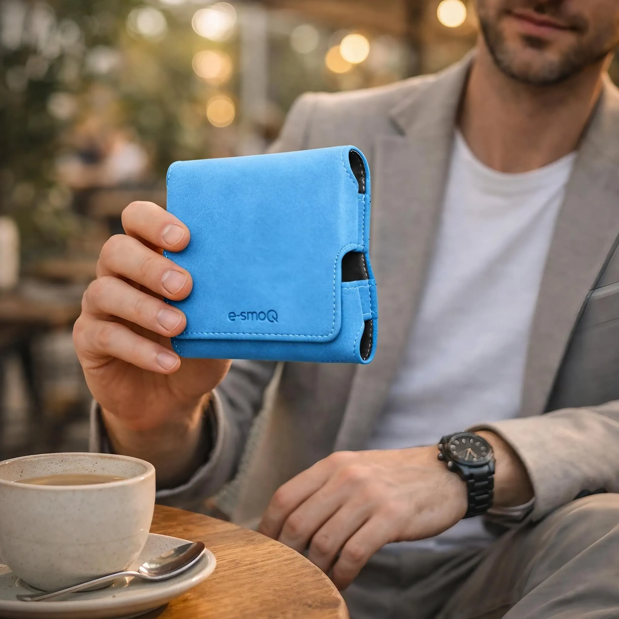 Custodia per IQOS ILUMA & ILUMA i – Custodia compatibile con gli accessori IQOS, pratica custodia per bastoncini di tabacco TEREA, mini posacenere o estrattore da ricamo (azzurro) - immagine 3