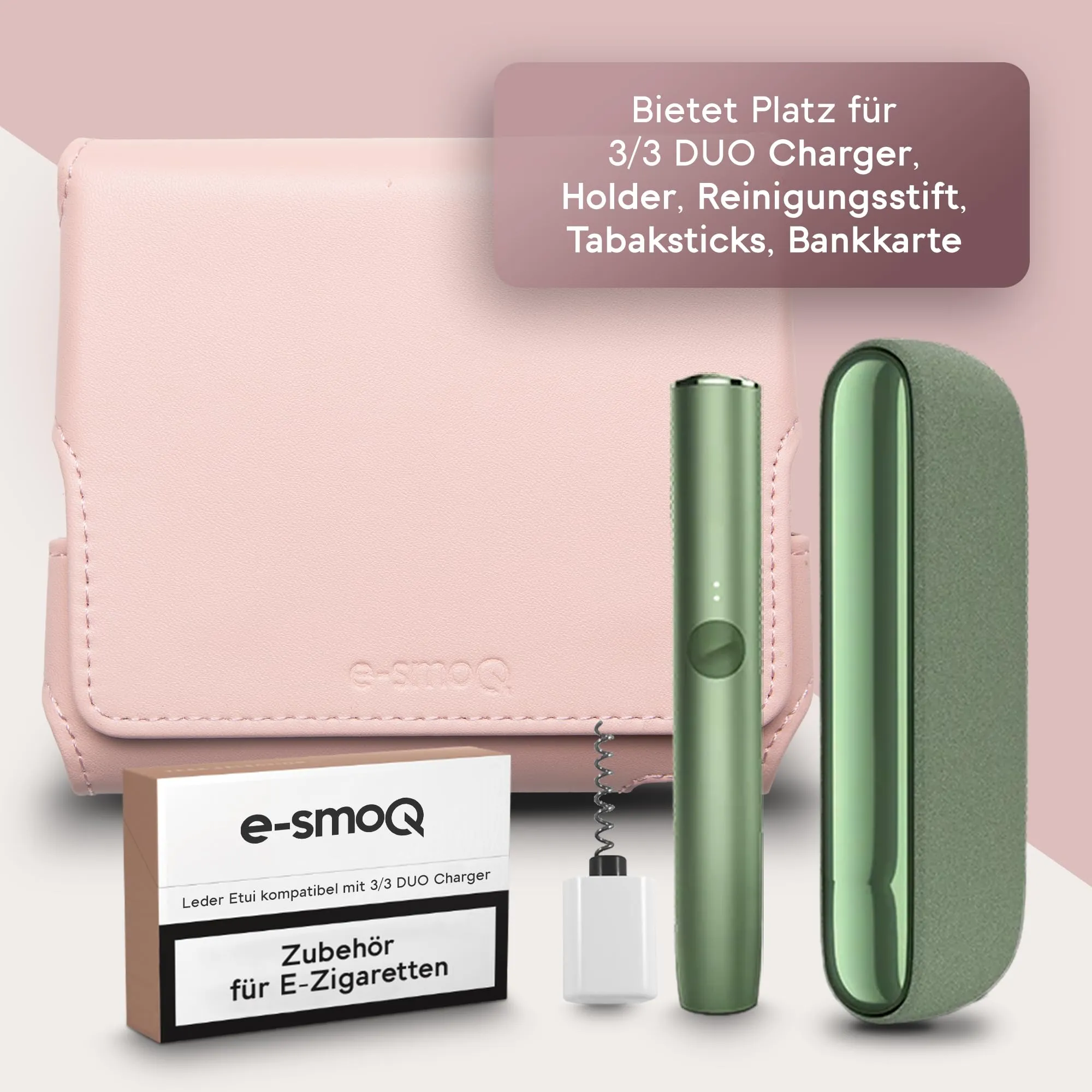 Custodia per IQOS ILUMA & ILUMA i – Custodia compatibile con accessori IQOS, pratica custodia per bastoncini di tabacco TEREA, mini posacenere o estrattore da ricamo (rosa) - immagine 2