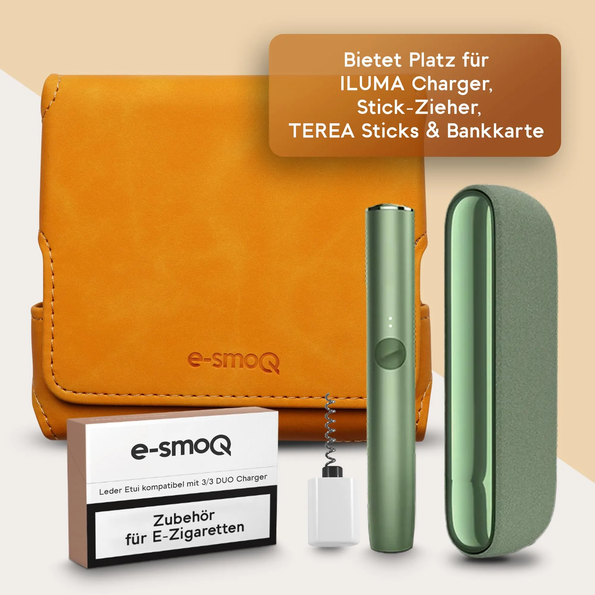 Custodia per IQOS ILUMA & ILUMA i – Custodia compatibile con accessori IQOS, pratica custodia per bastoncini di tabacco TEREA, mini posacenere o estrattore da ricamo (arancione) - immagine 2