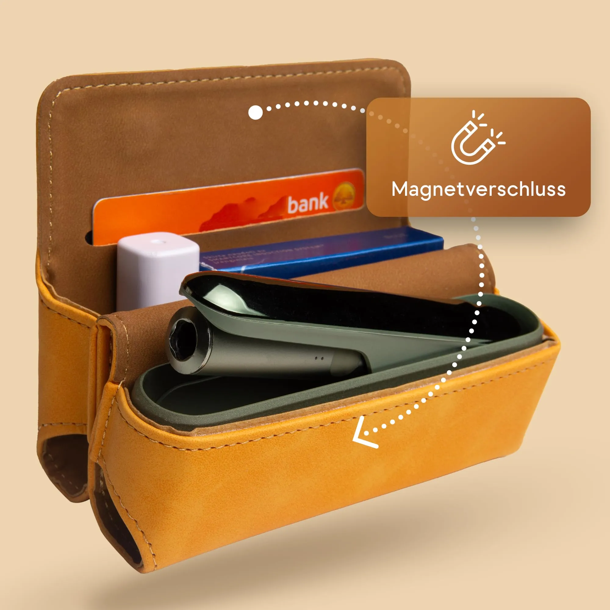 Custodia per IQOS ILUMA & ILUMA i – Custodia compatibile con accessori IQOS, pratica custodia per bastoncini di tabacco TEREA, mini posacenere o estrattore da ricamo (arancione) - immagine 5