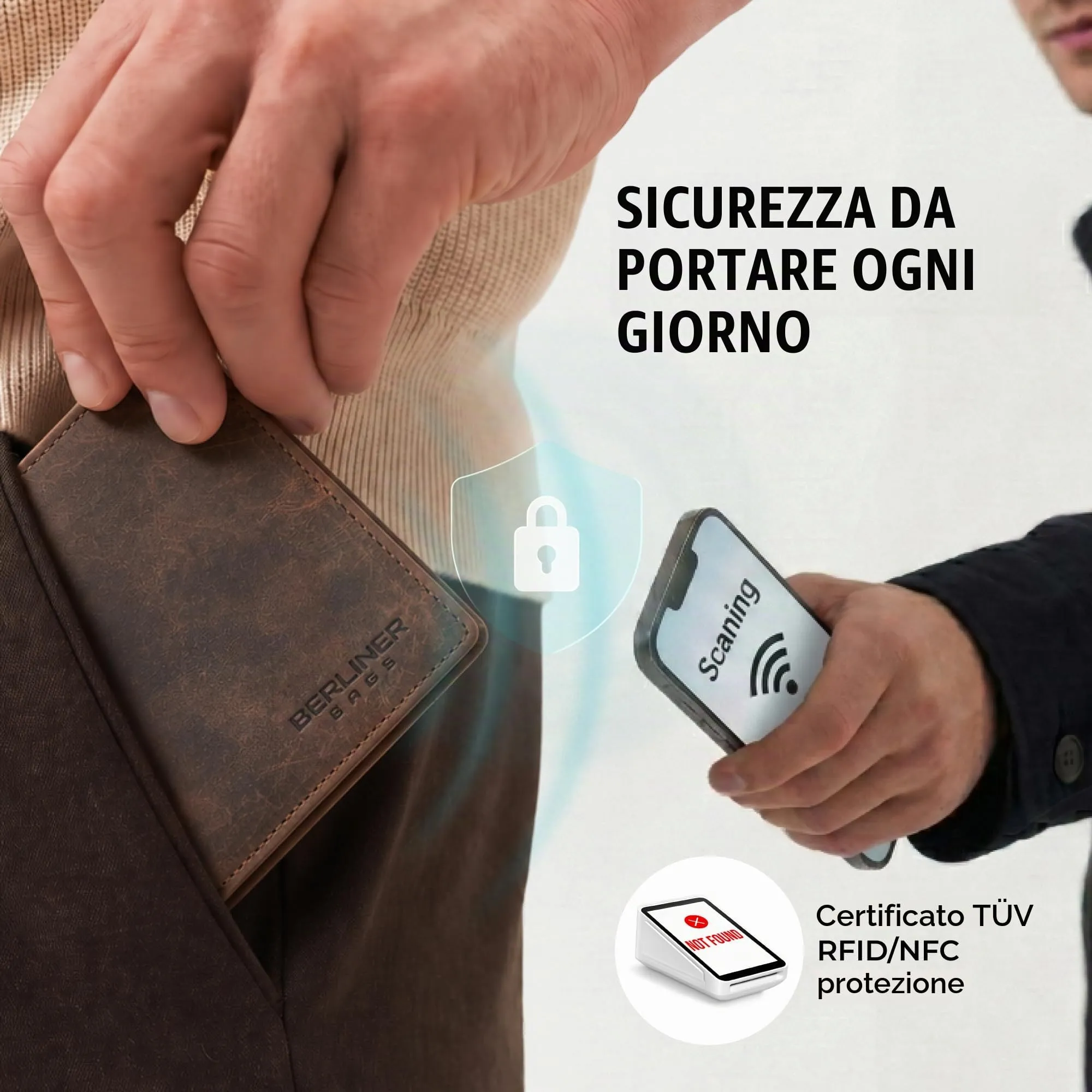Berliner Bags Portafoglio Uomo con Portamonete e Porta Carte in Pelle RFID - immagine 5