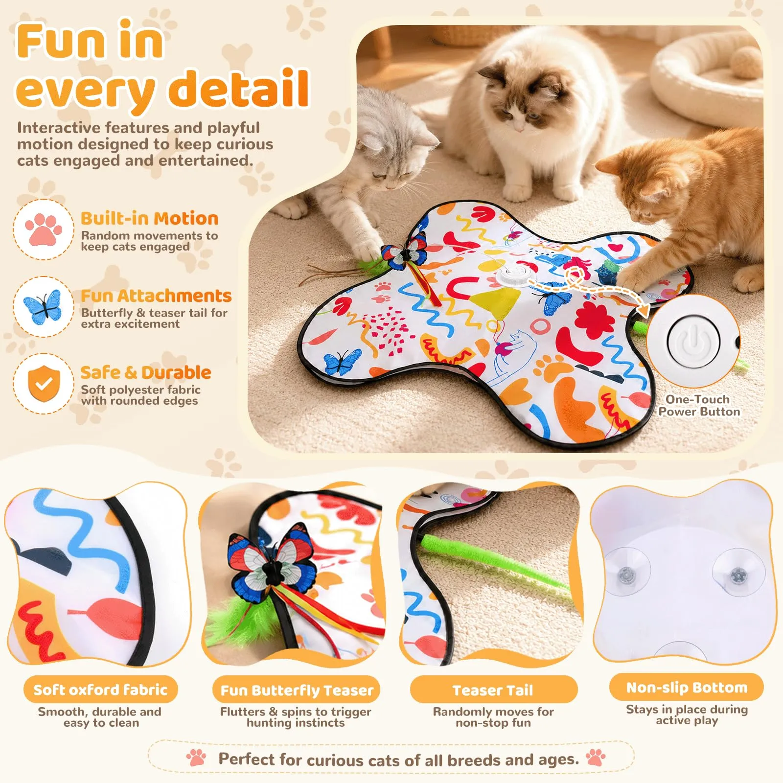 Giocattolo interattivo per gatti interni, Nuovo Elettrico Giochi per Gatti in Casa con Giocattolo intelligente interattivo per gatti con Piume Nascoste Mobili e elemento di vibrazione, Ricaricabile - immagine 2