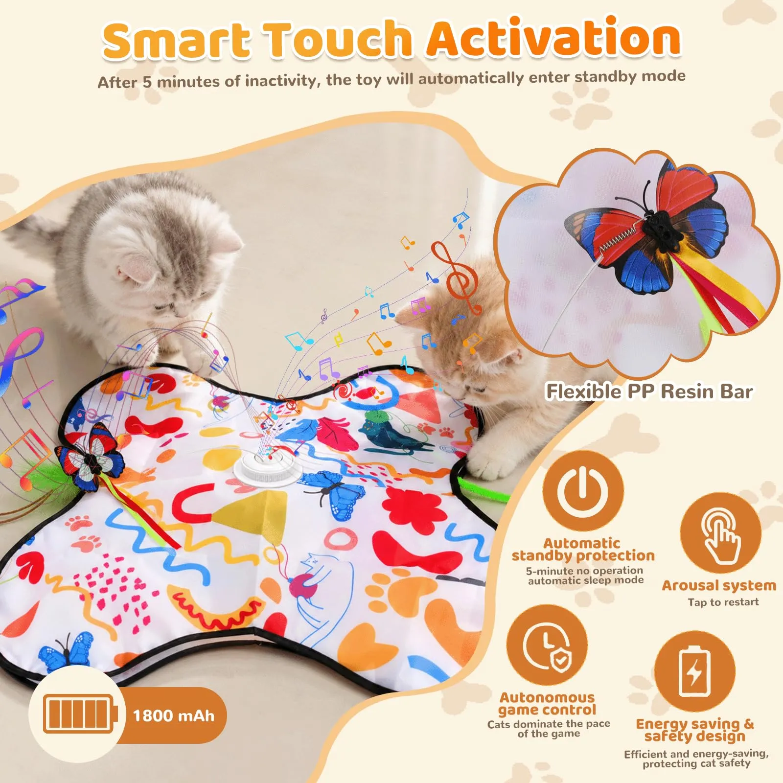 Giocattolo interattivo per gatti interni, Nuovo Elettrico Giochi per Gatti in Casa con Giocattolo intelligente interattivo per gatti con Piume Nascoste Mobili e elemento di vibrazione, Ricaricabile - immagine 4