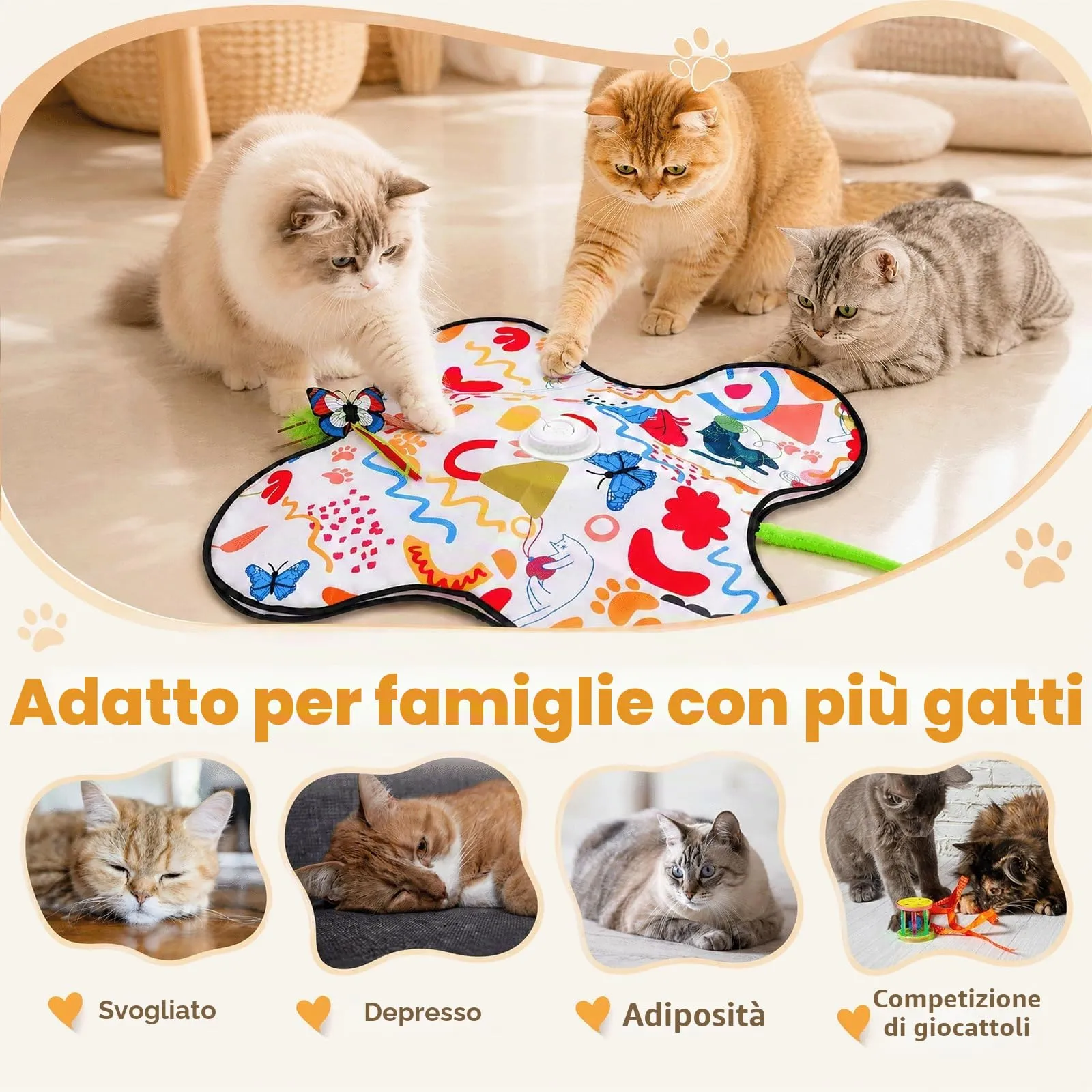Giocattolo interattivo per gatti interni, Nuovo Elettrico Giochi per Gatti in Casa con Giocattolo intelligente interattivo per gatti con Piume Nascoste Mobili e elemento di vibrazione, Ricaricabile - immagine 7