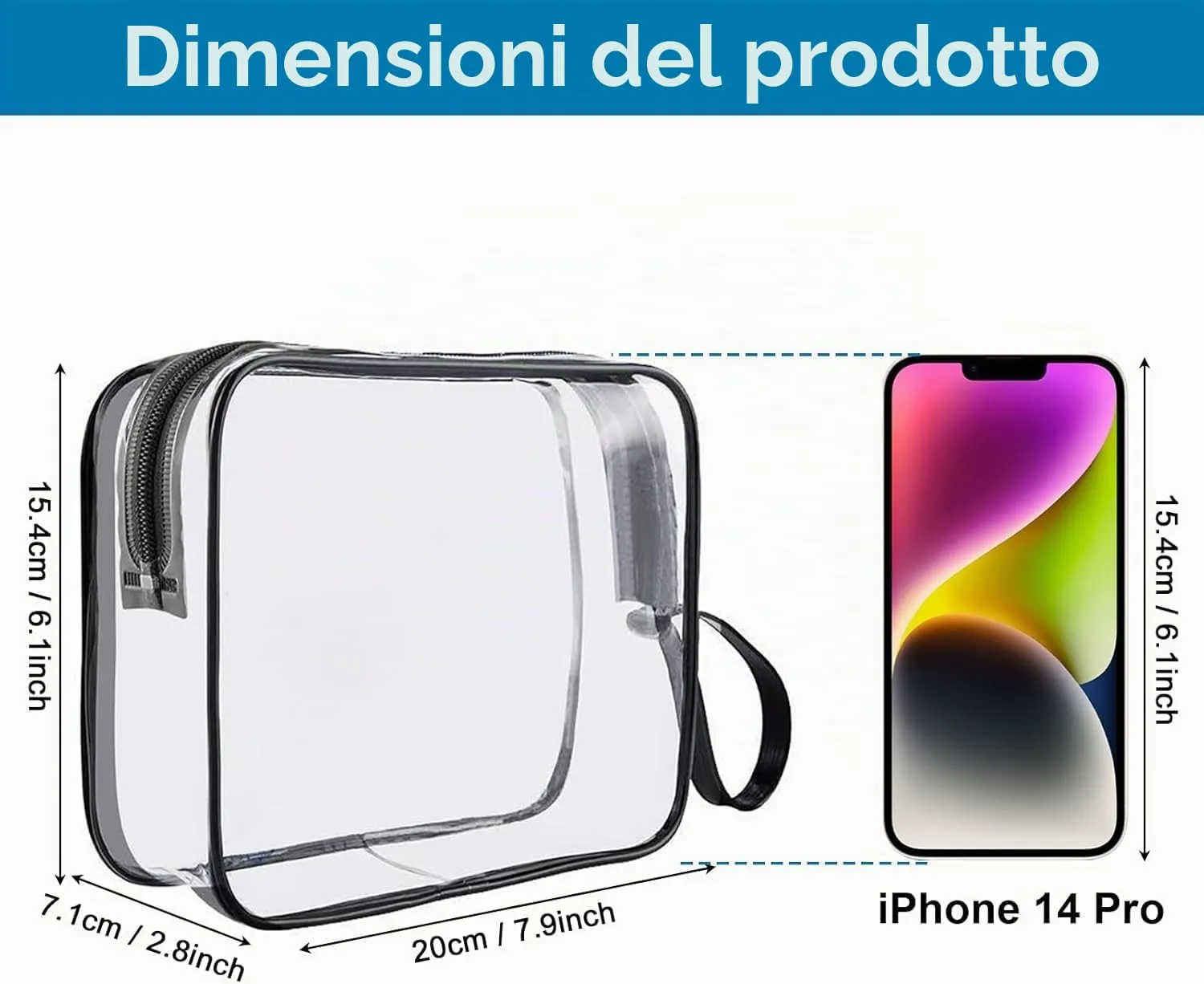 CGBE Borsa Cosmetici da Viaggio Impermeabile Trasparente - 3 Pezzi Nero - immagine 2