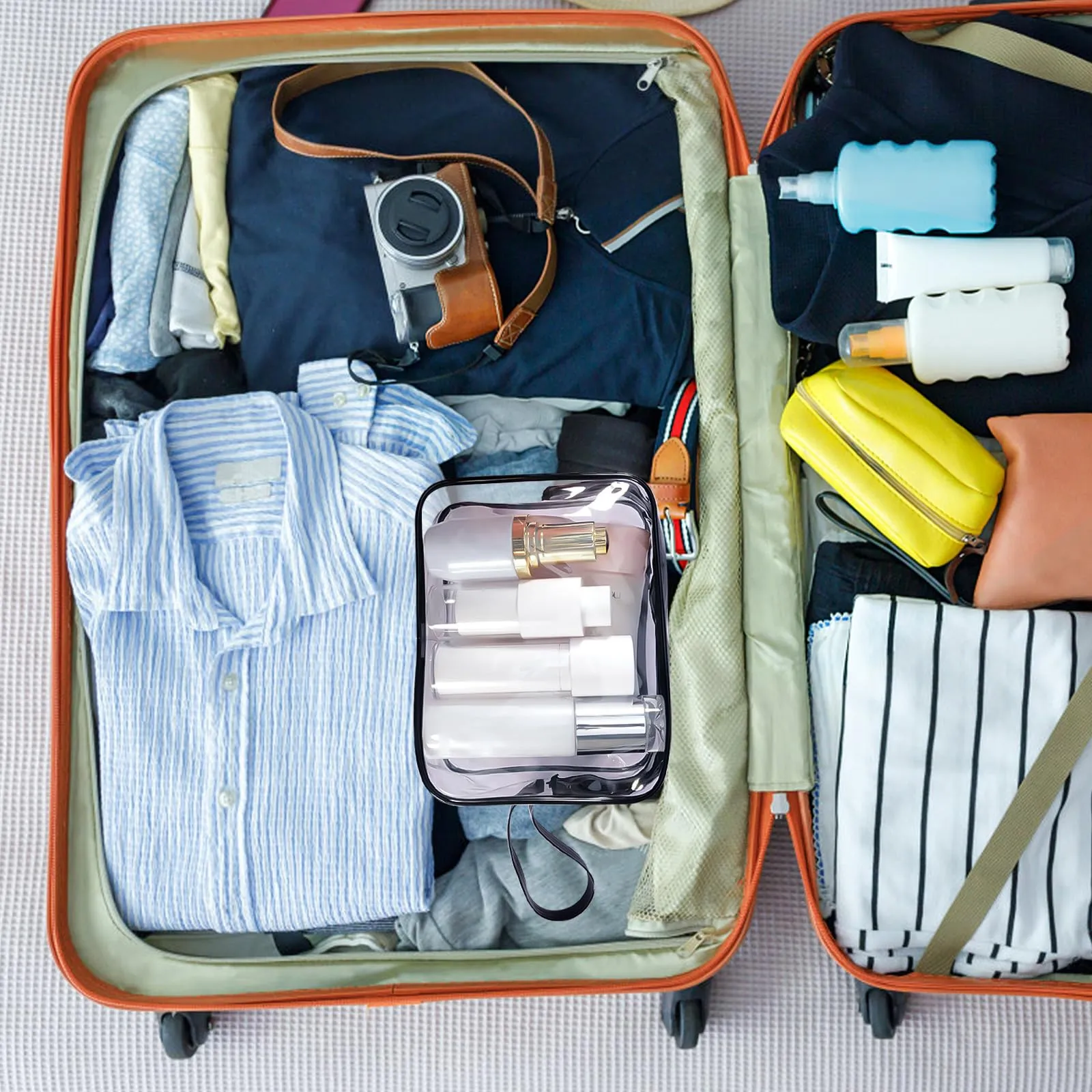 CGBE Borsa Cosmetici da Viaggio Impermeabile Trasparente - 3 Pezzi Nero - immagine 7