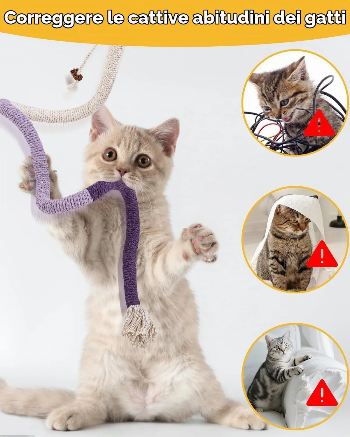 70 cm Giocattolo a Corda per Gatti,Giocattolo All'erba Gatta da Masticare - immagine 5