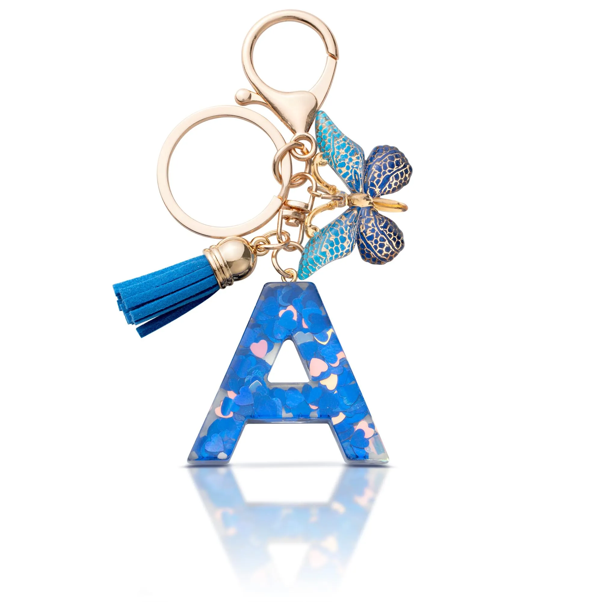 CHUQING Portachiavi Donna con Iniziale Farfalla Blu Royal A - immagine 1