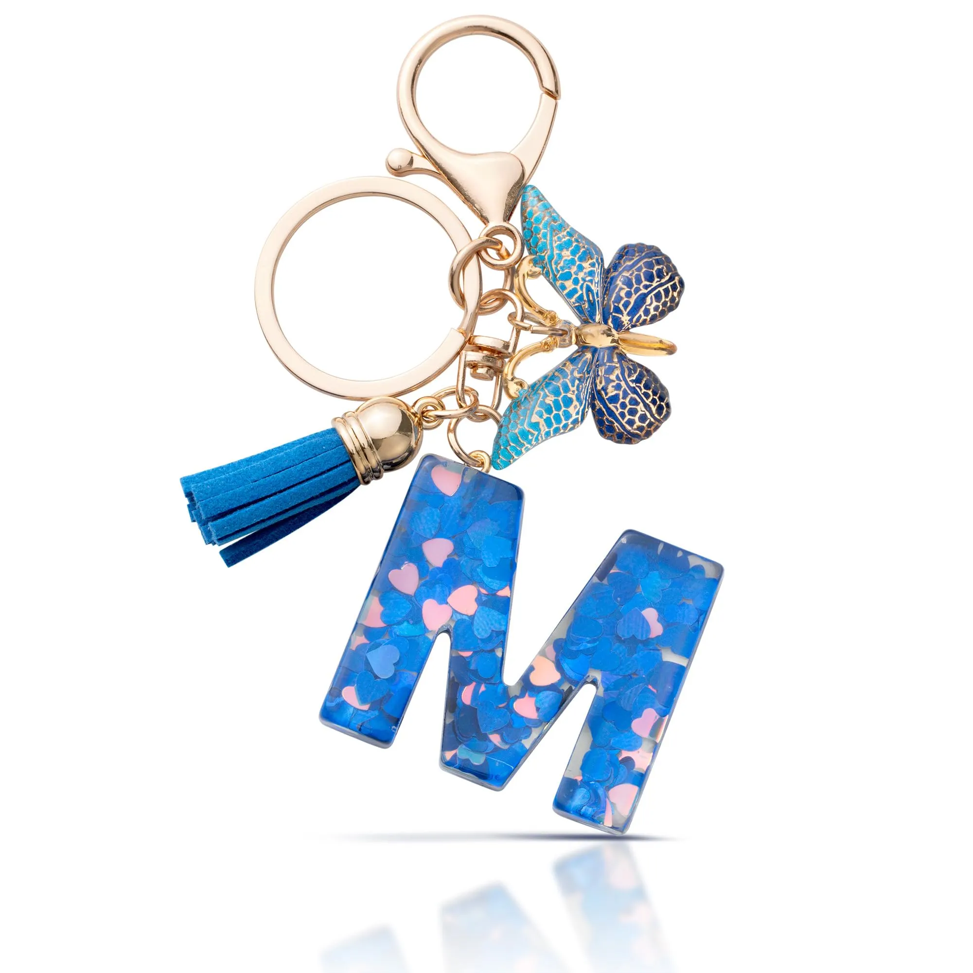 CHUQING Portachiavi Donna con Iniziale Farfalla Blu Royal M - immagine 1
