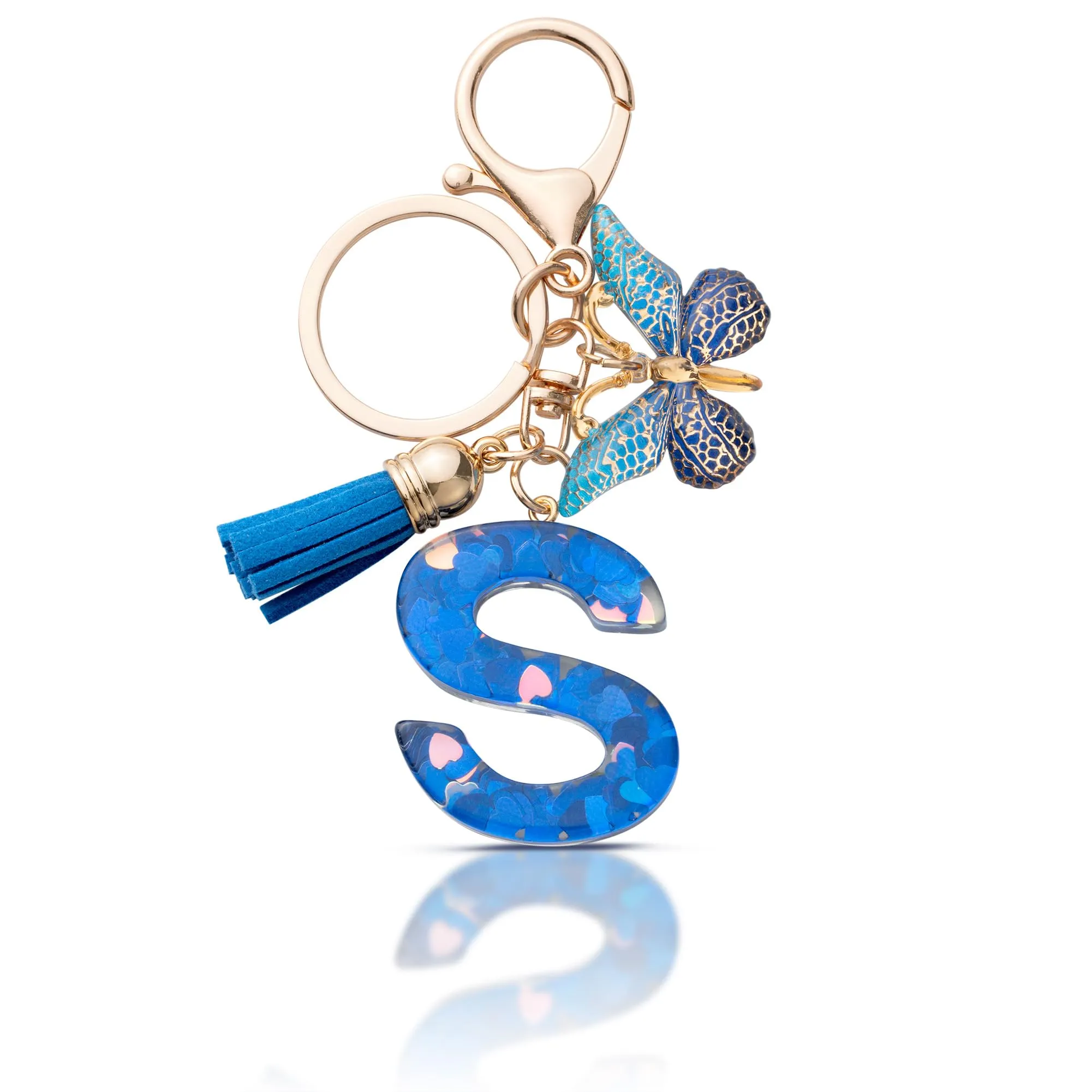 CHUQING Portachiavi Donna con Iniziale Farfalla Blu Royal S - immagine 1