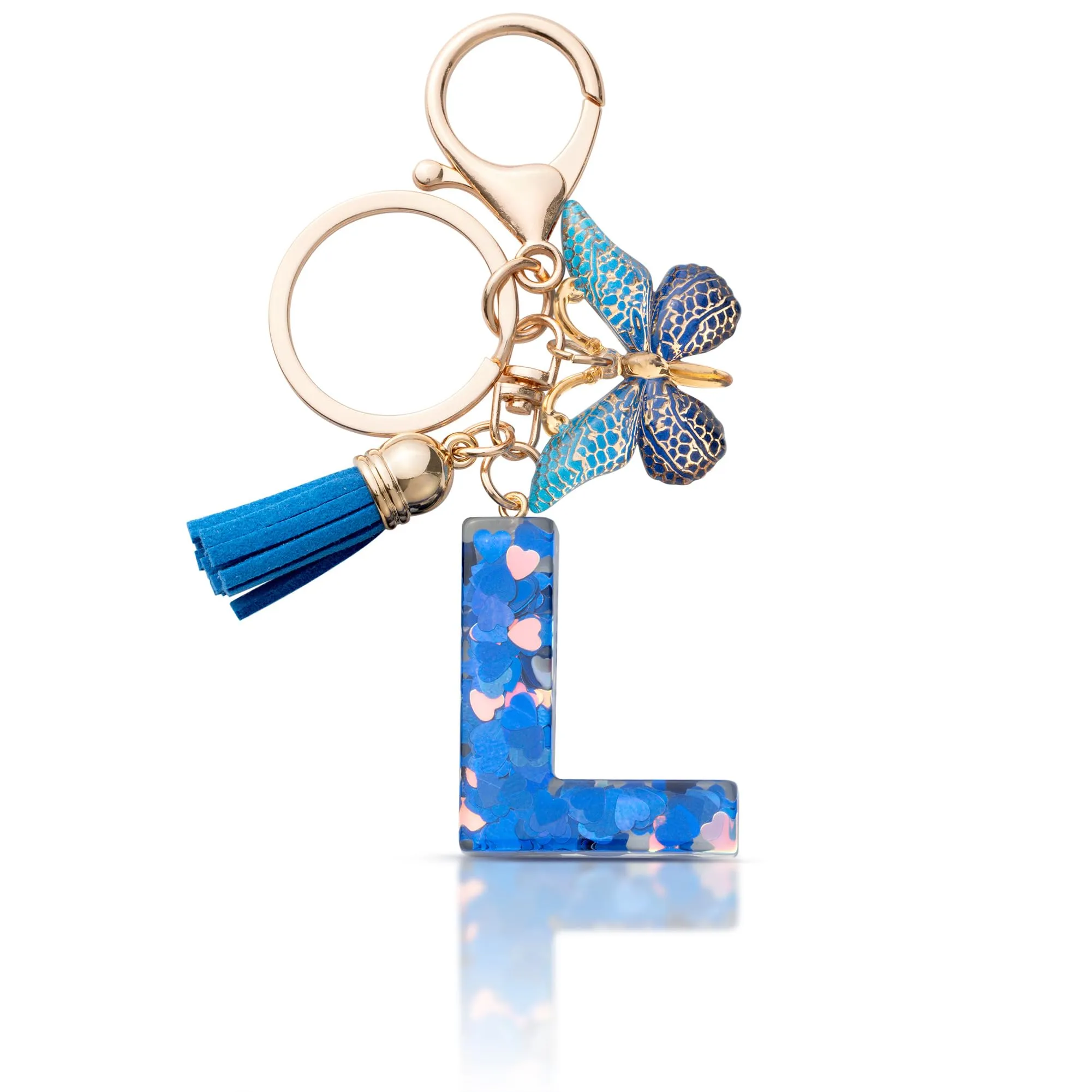 CHUQING Portachiavi Donna con Iniziale Farfalla Blu Royal L - immagine 1