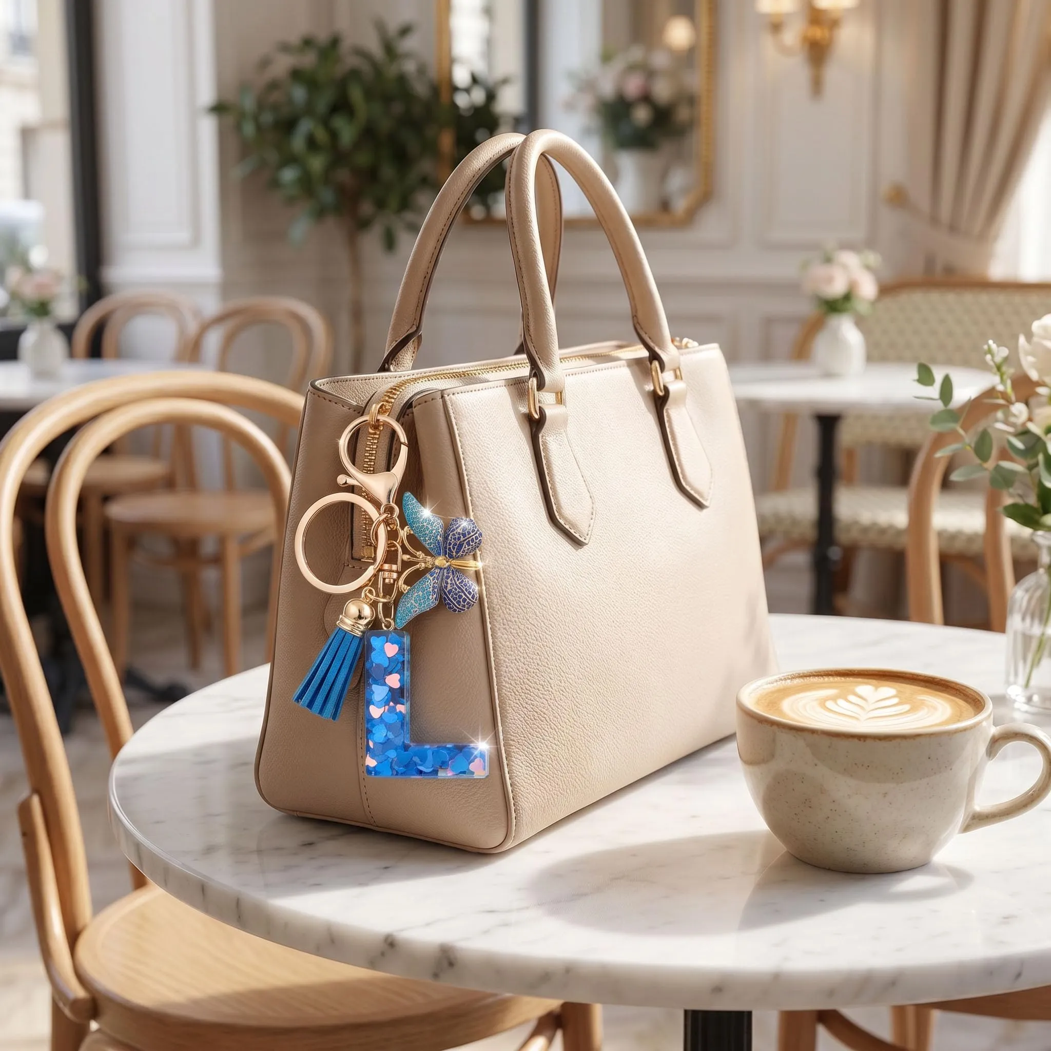 CHUQING Portachiavi Donna con Iniziale Farfalla Blu Royal L - immagine 4
