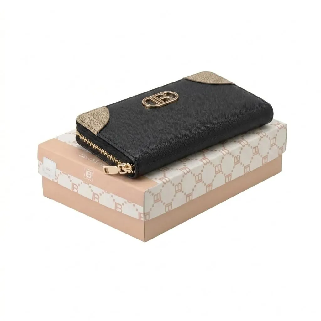 Laura Biagiotti Portafoglio Donna in PU, Design con Logo Dorato, Con Portamonete e Scatola Regalo - immagine 5