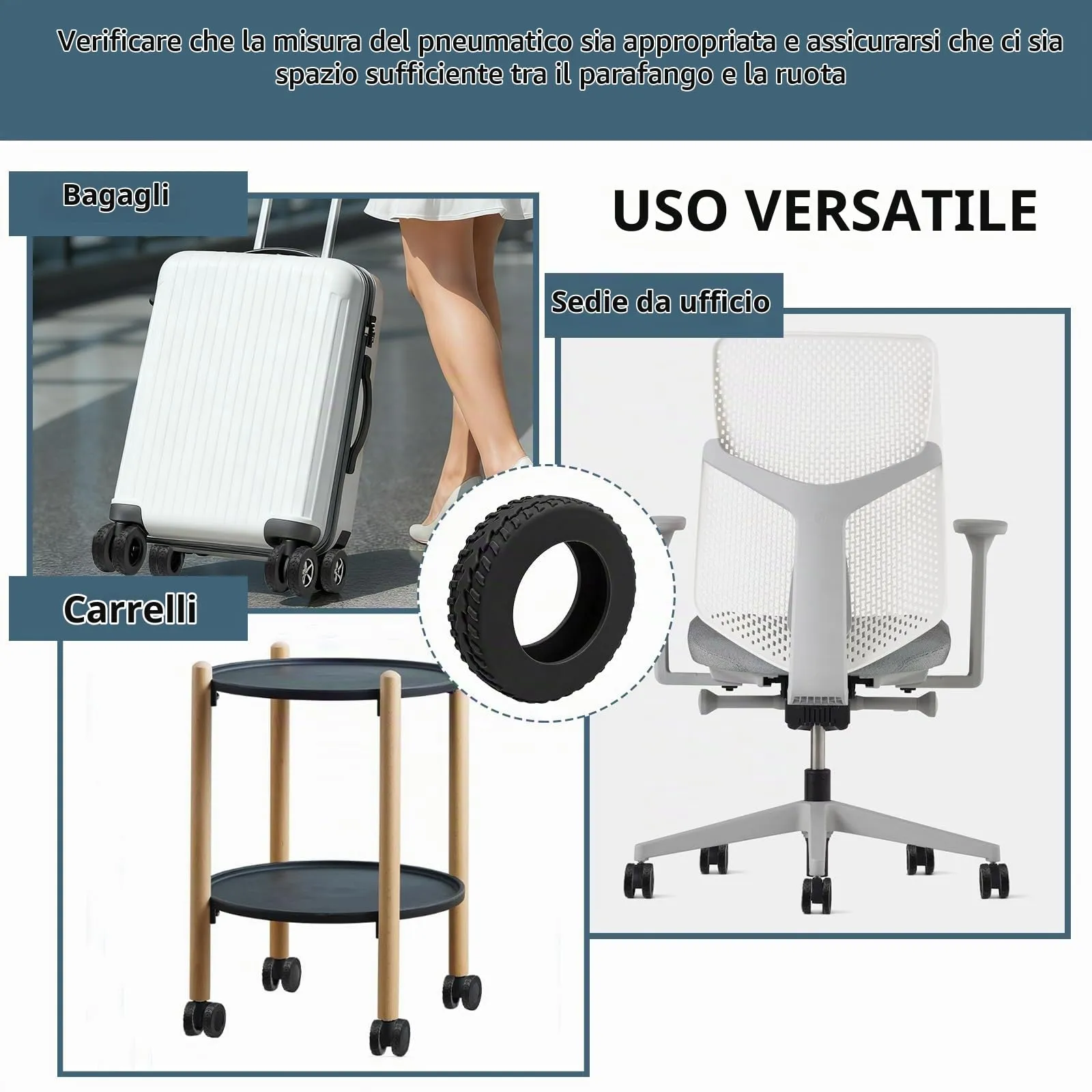 Bellanova 16 Copri Ruote Valigia in Silicone (16 Nero) - immagine 7