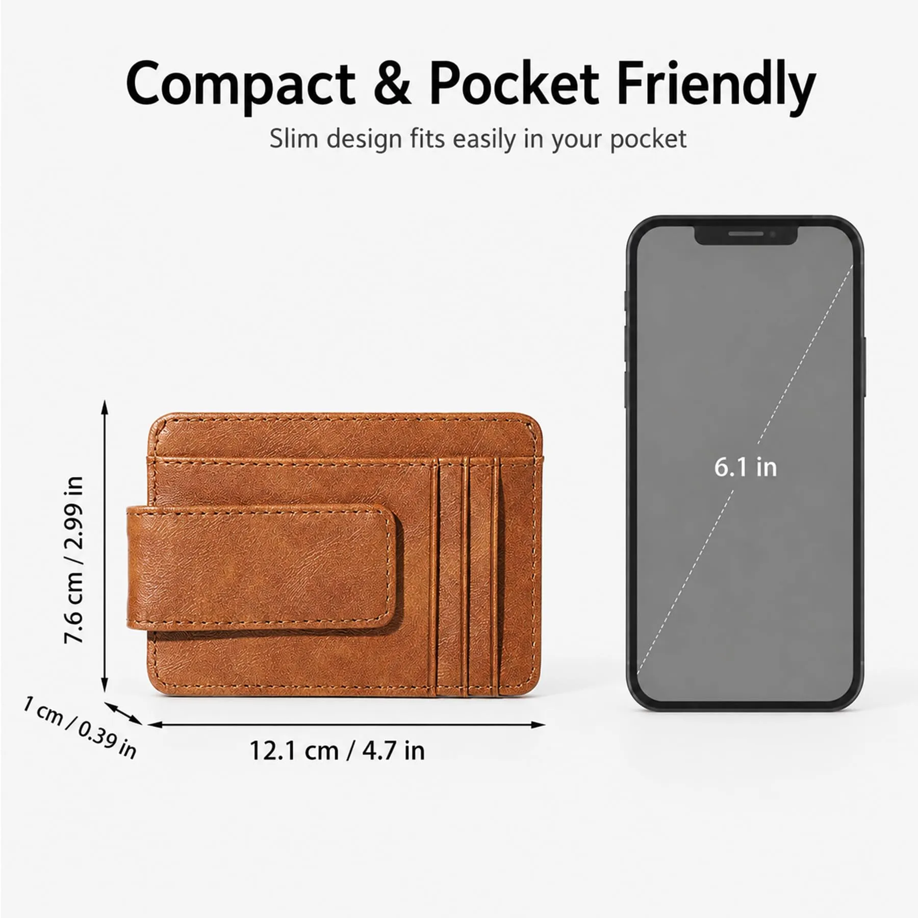 Fermasoldi, 7 Scomparti, Portacarte Slim PU - immagine 2