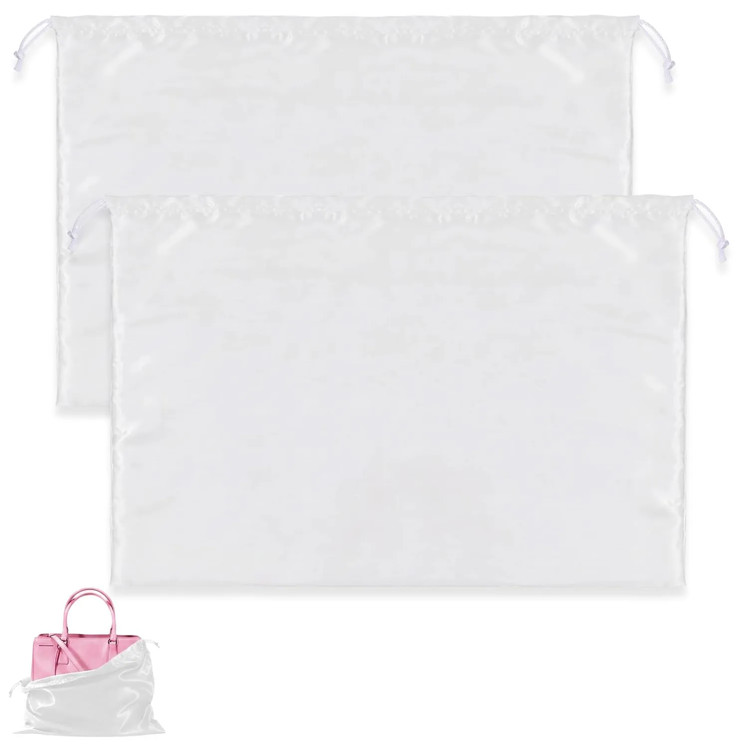 GWEOR 2 Pezzi Dust Bag per Borsa 50x40 cm, Sacchetti per Borse in Tessuto Antipolvere con Coulisse, Custodia Protettiva per Scarpe, Zaini, Vestiti e Accessori, Bianco - immagine 1