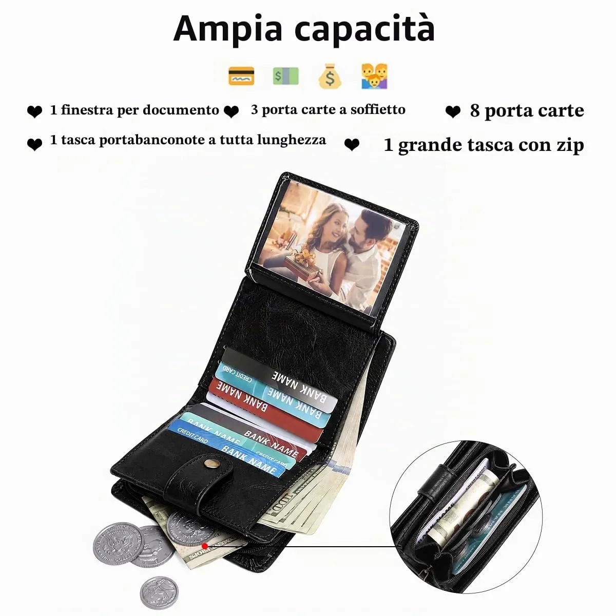 GAEKEAO Portafoglio Uomo, Portamonete in Similpelle con Protezione RFID - immagine 2