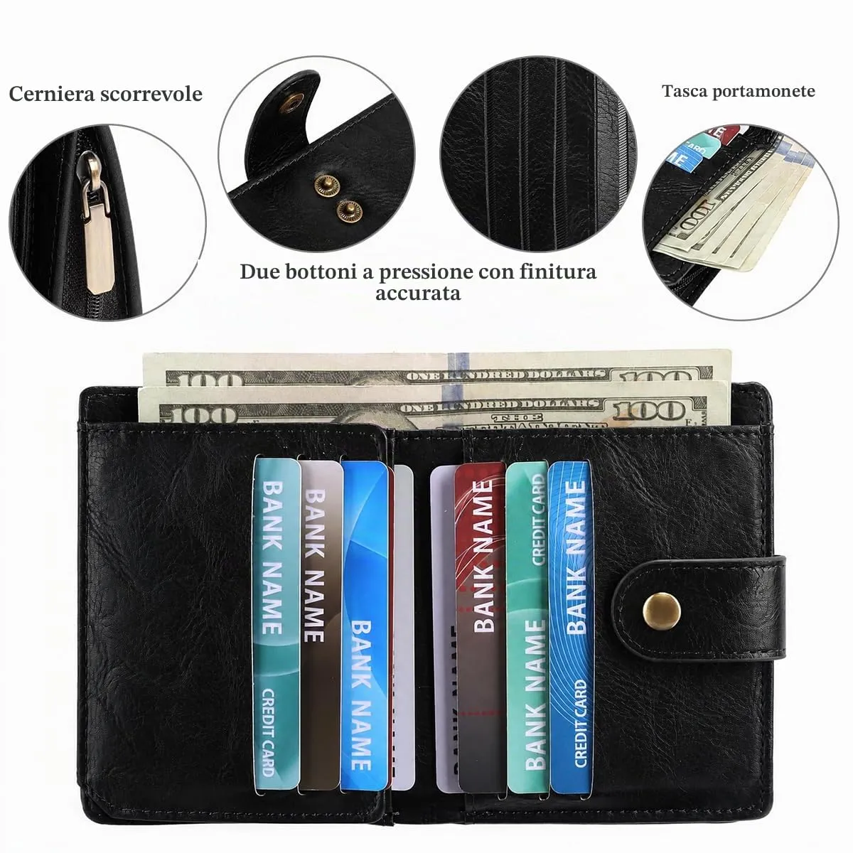 GAEKEAO Portafoglio Uomo, Portamonete in Similpelle con Protezione RFID - immagine 4