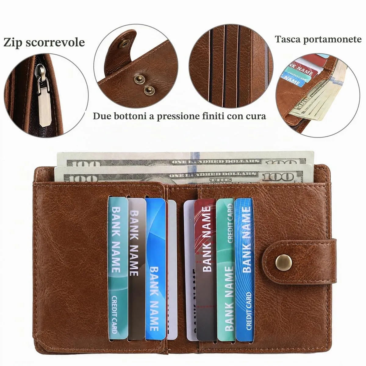 GAEKEAO Portafoglio Uomo, Portamonete in Similpelle con Protezione RFID - immagine 4