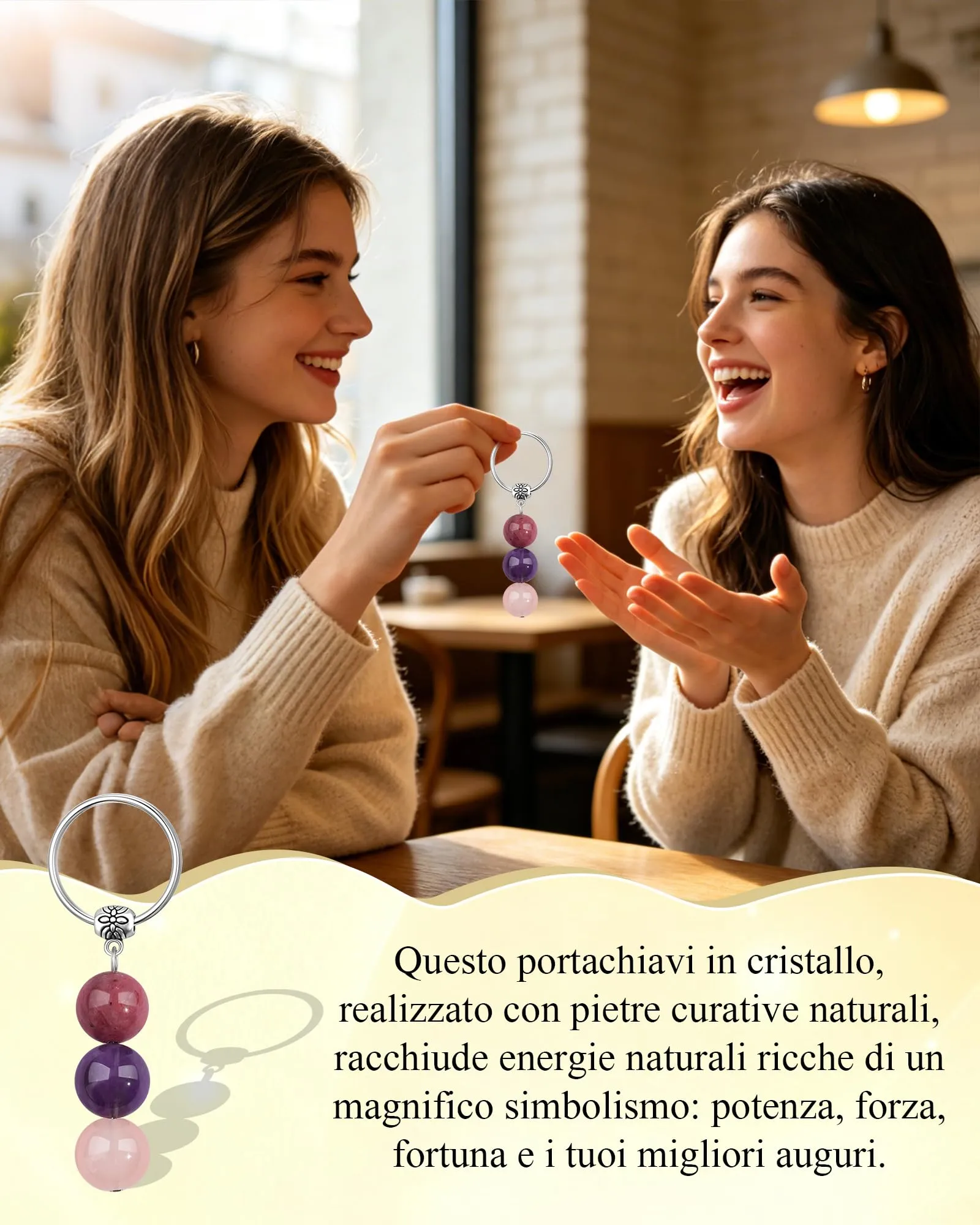 CheersLife Portachiavi Personalizzato Cristalli Naturali Portachiavi Uomo - immagine 2
