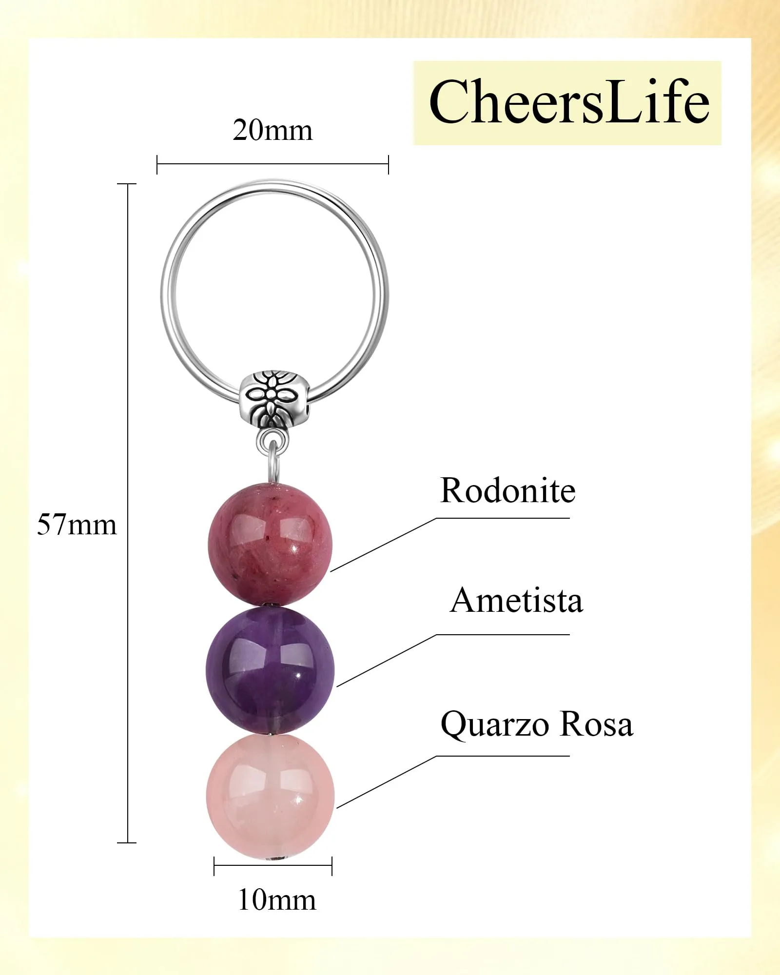 CheersLife Portachiavi Personalizzato Cristalli Naturali Portachiavi Uomo - immagine 4