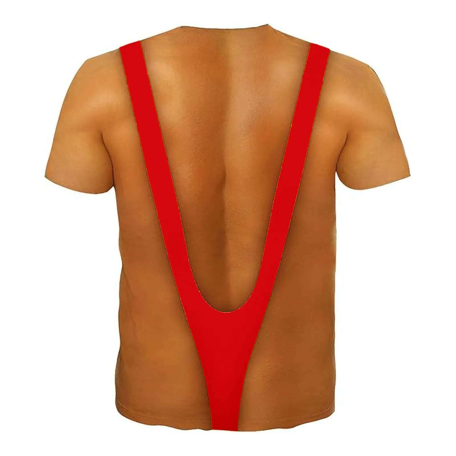 Maglietta da uomo divertente, maglietta muscolare da uomo, con tupet per capelli sul petto, confezione da 6 magliette divertenti con i muscoli brutti, maglietta oversize con stampa 3D, Colore: rosso - immagine 4