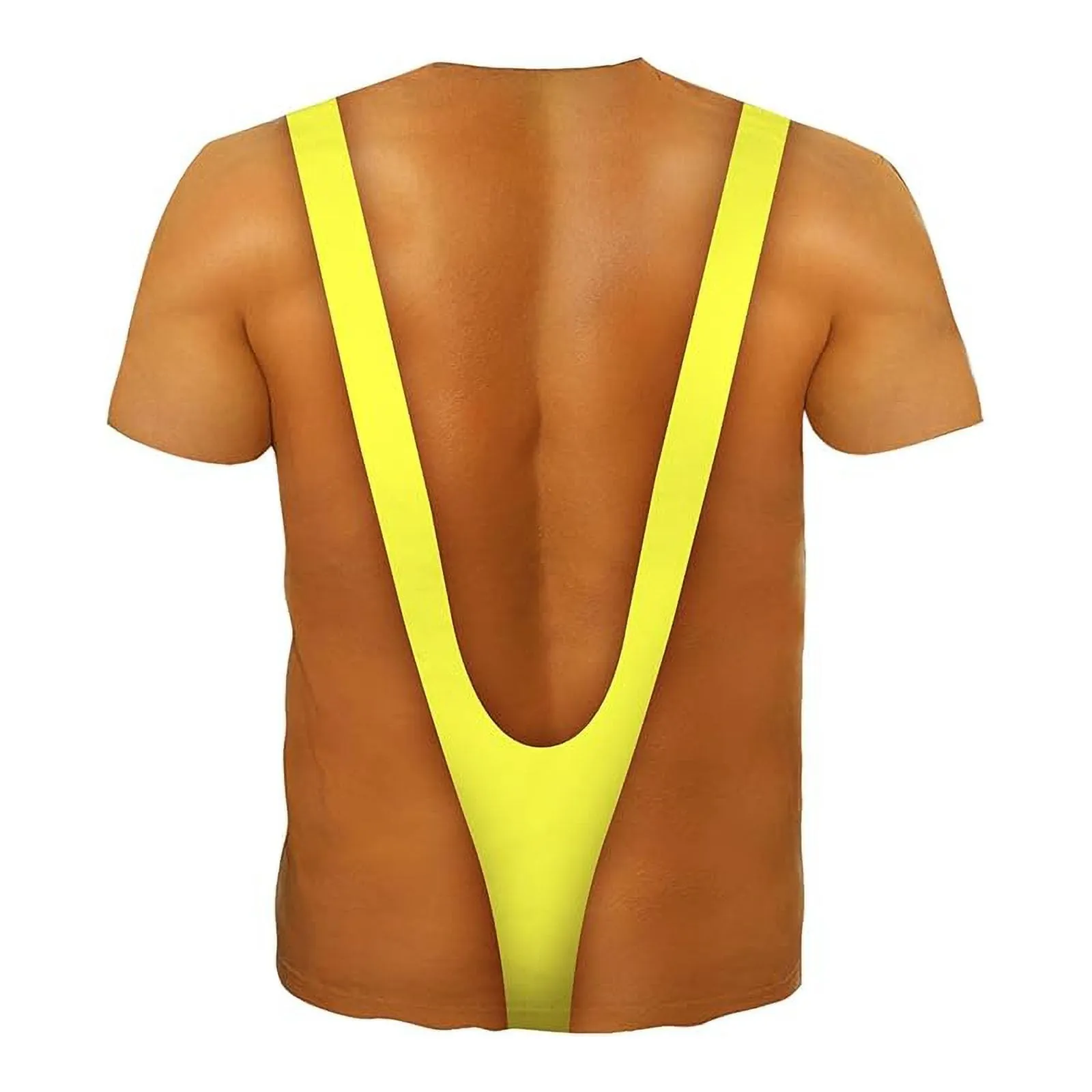 Maglietta da uomo divertente, maglietta muscolare da uomo, con tupet per capelli sul petto, confezione da 6 magliette divertenti con i muscoli brutti, maglietta oversize con stampa 3D, giallo., XS - immagine 4